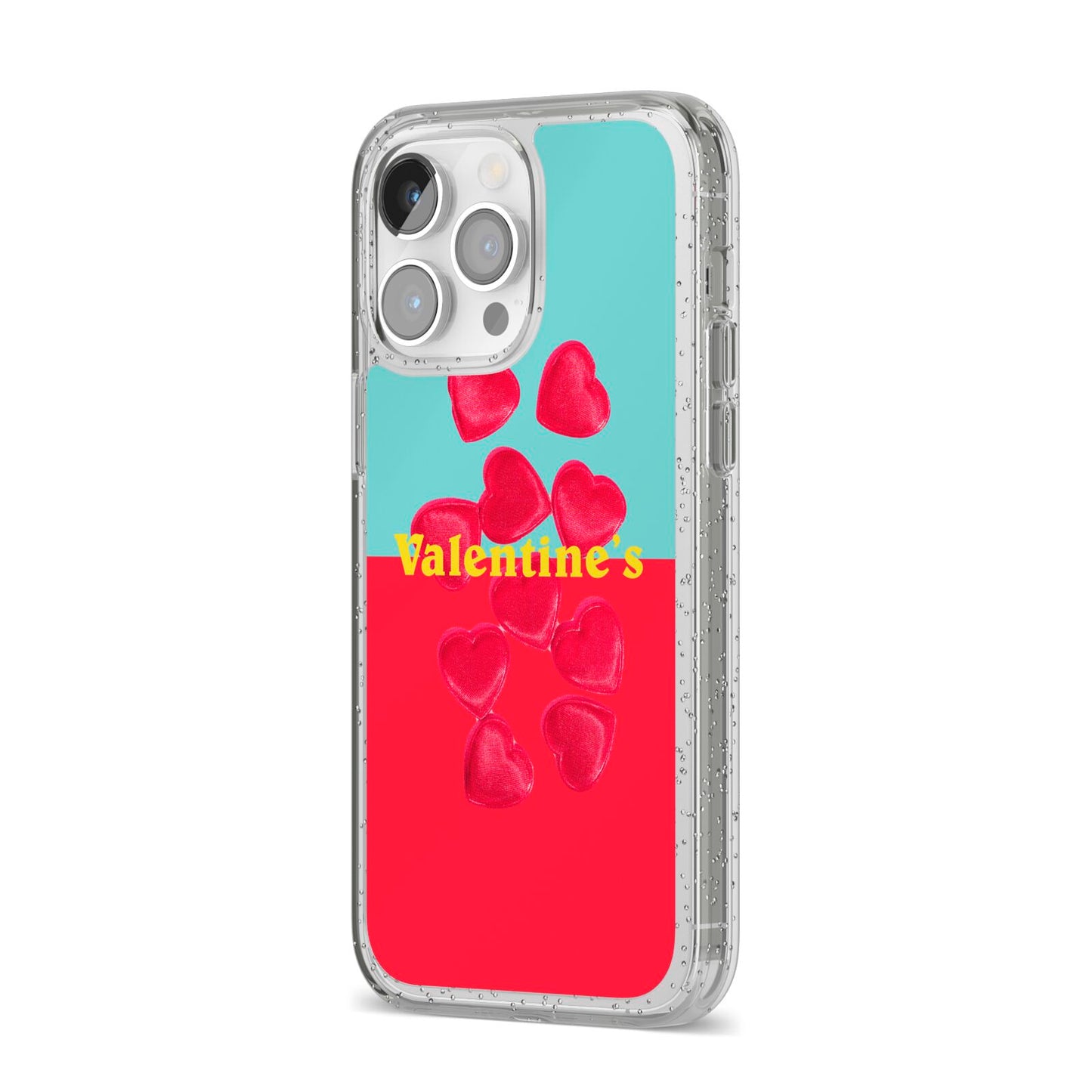 Valentines Sweets iPhone 14 Pro Max Glitter Tough Case Silver Angled Image