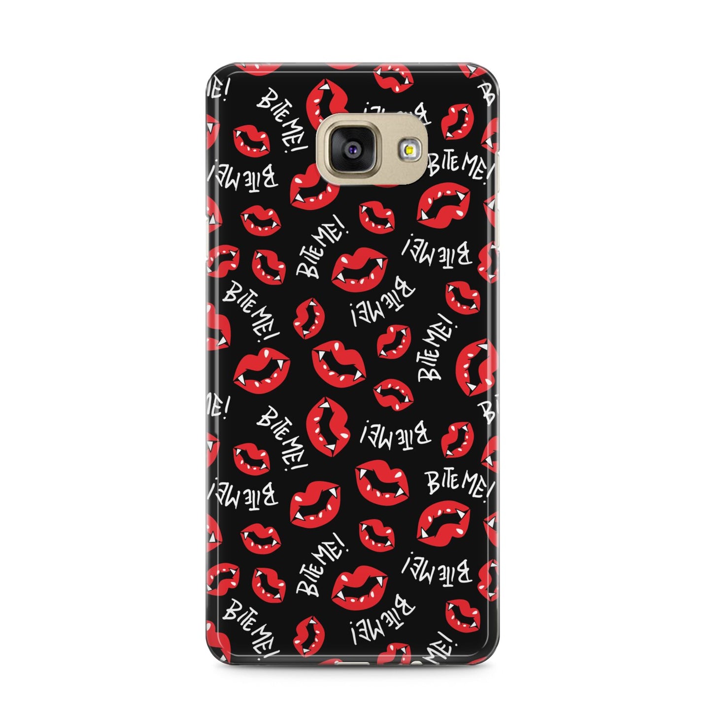 Vampire Bite Me Samsung Galaxy A5 2016 Case on gold phone