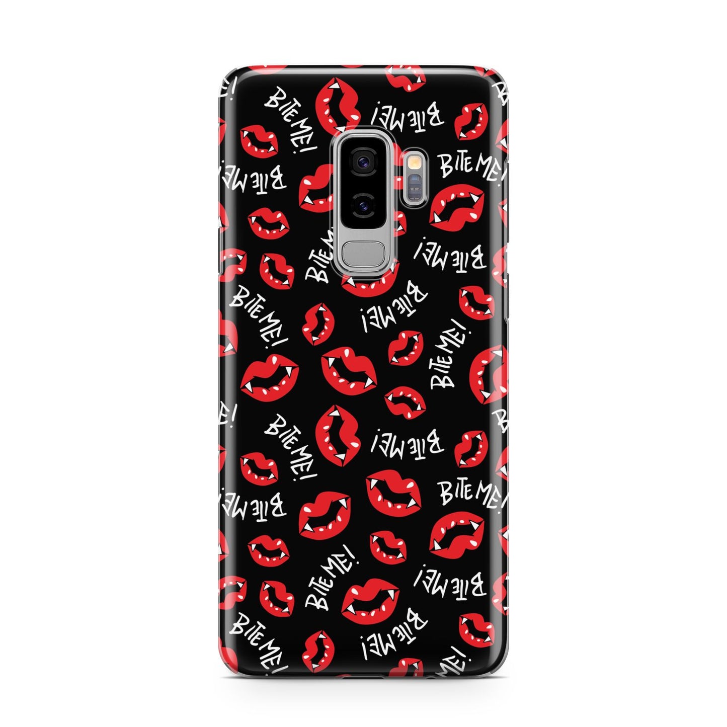 Vampire Bite Me Samsung Galaxy S9 Plus Case on Silver phone