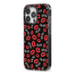 Vampire Bite Me iPhone 13 Pro Black Impact Case Side Angle on Silver phone