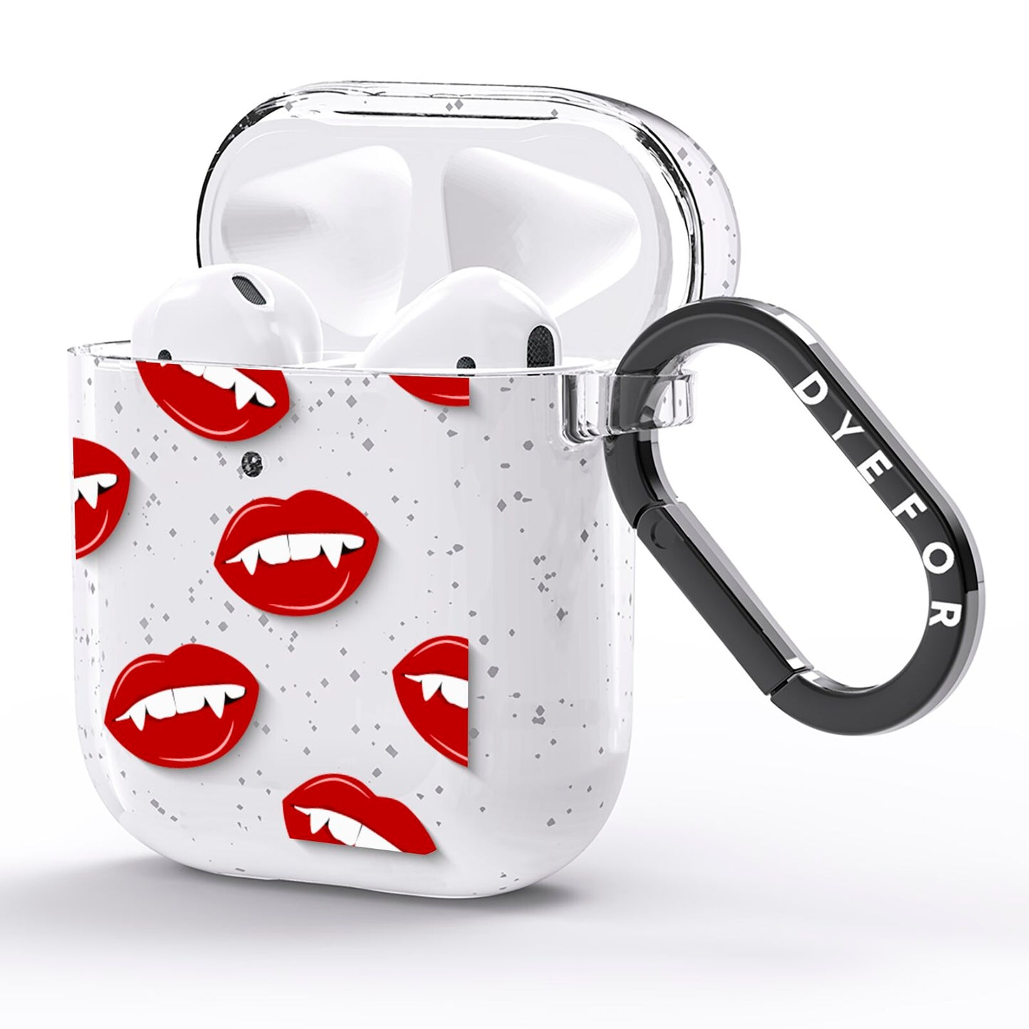 Vampire Fangs with Transparent Background AirPods Glitter Case Side Image