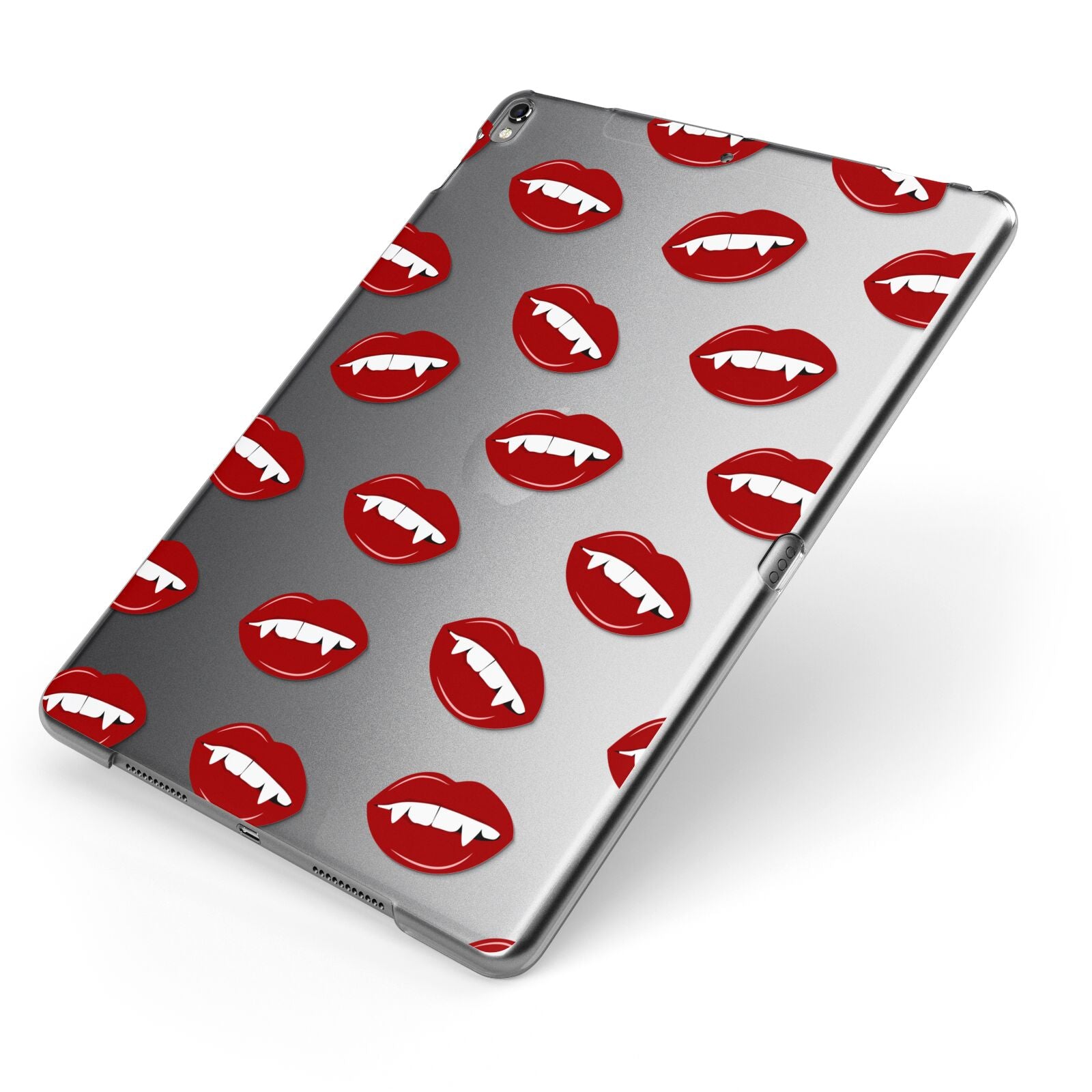 Vampire Fangs with Transparent Background Apple iPad Case on Grey iPad Side View