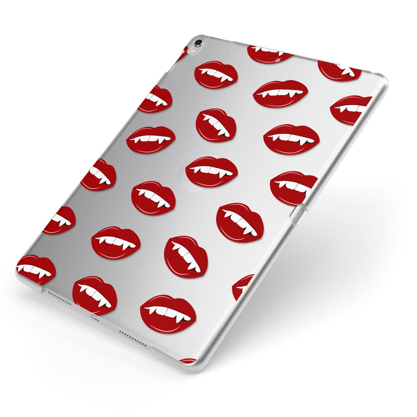 Vampire Fangs with Transparent Background Apple iPad Case on Silver iPad Side View