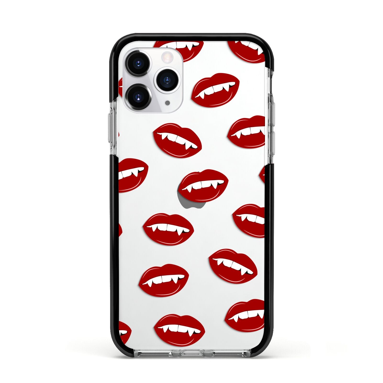 Vampire Fangs with Transparent Background Apple iPhone 11 Pro in Silver with Black Impact Case