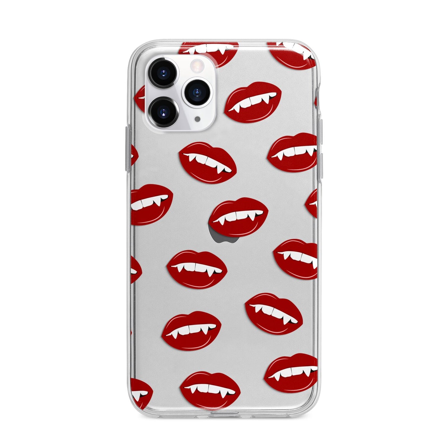 Vampire Fangs with Transparent Background Apple iPhone 11 Pro in Silver with Bumper Case