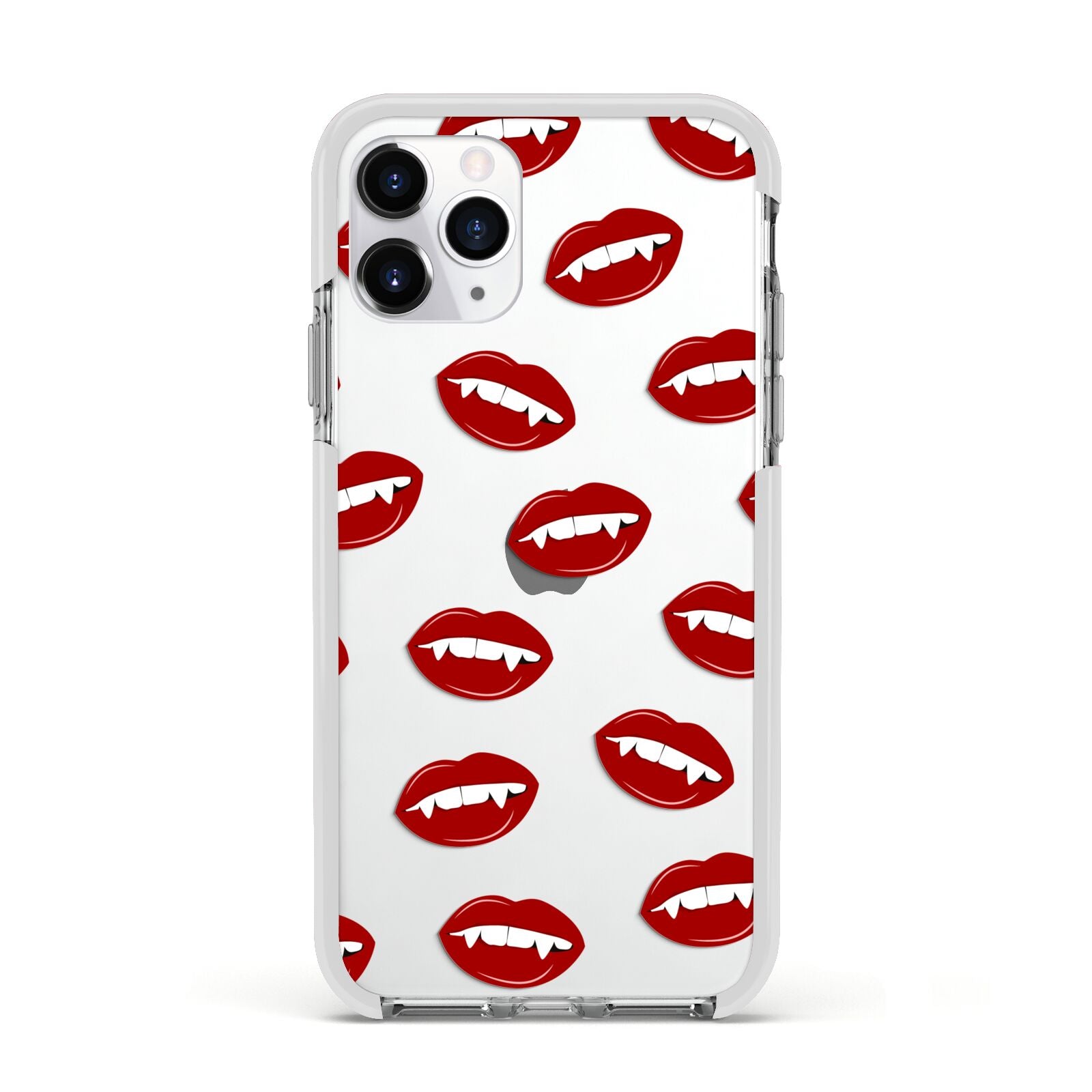 Vampire Fangs with Transparent Background Apple iPhone 11 Pro in Silver with White Impact Case