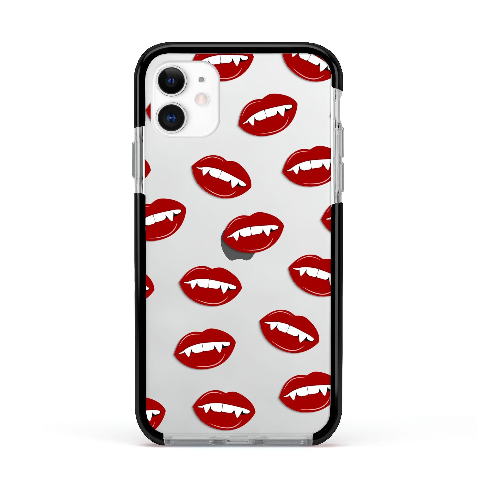 Vampire Fangs with Transparent Background Apple iPhone 11 in White with Black Impact Case