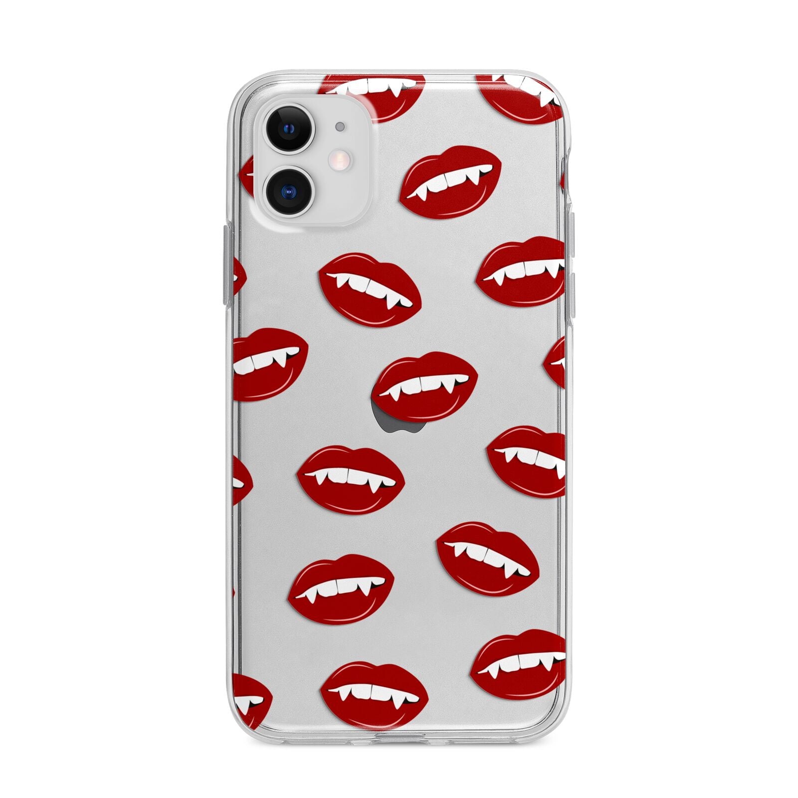 Vampire Fangs with Transparent Background Apple iPhone 11 in White with Bumper Case