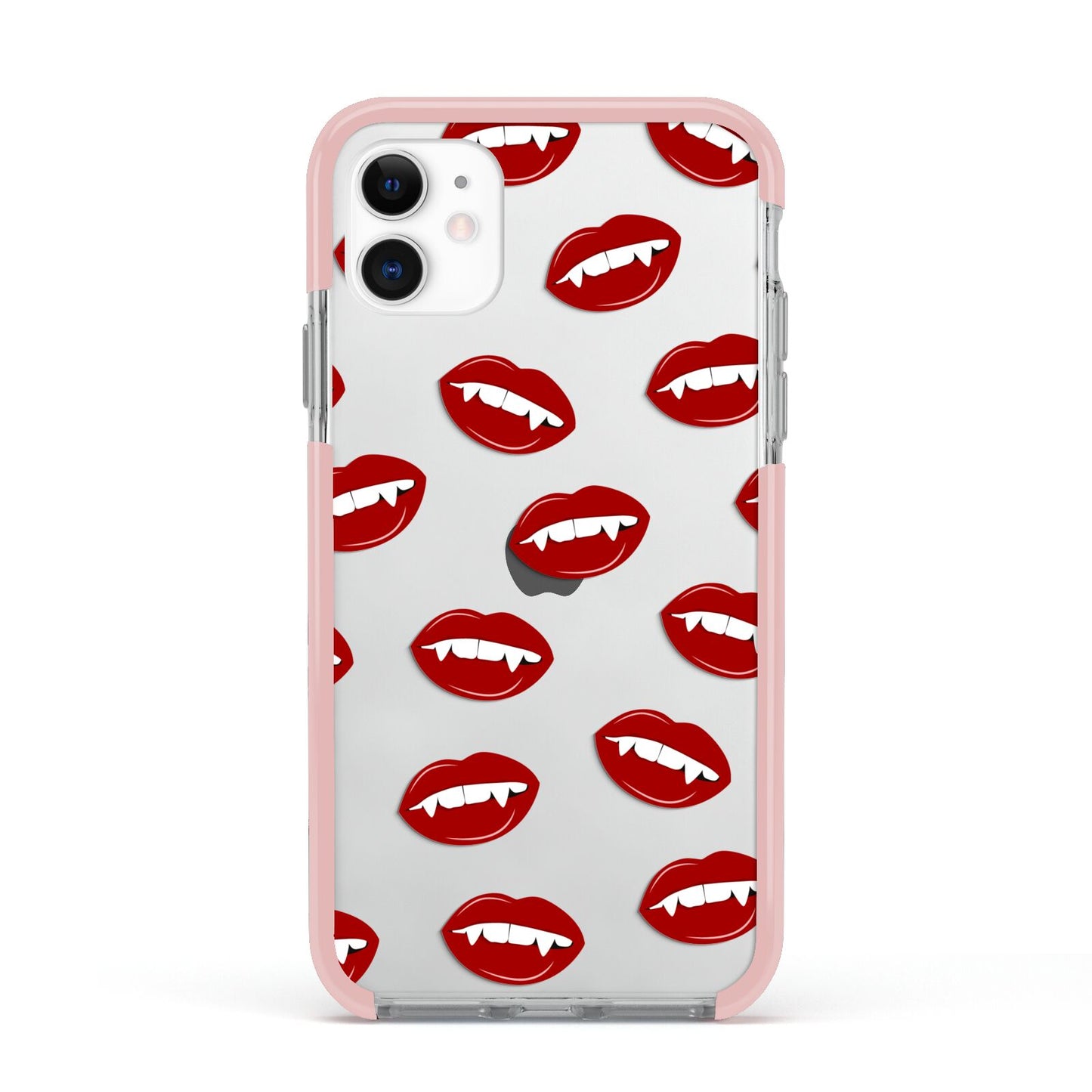 Vampire Fangs with Transparent Background Apple iPhone 11 in White with Pink Impact Case