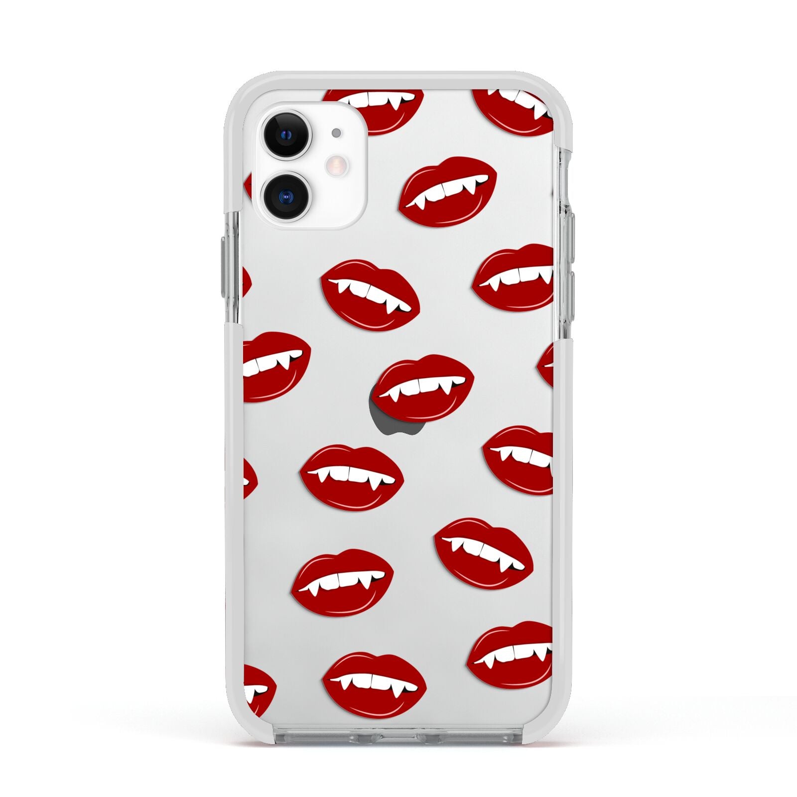 Vampire Fangs with Transparent Background Apple iPhone 11 in White with White Impact Case