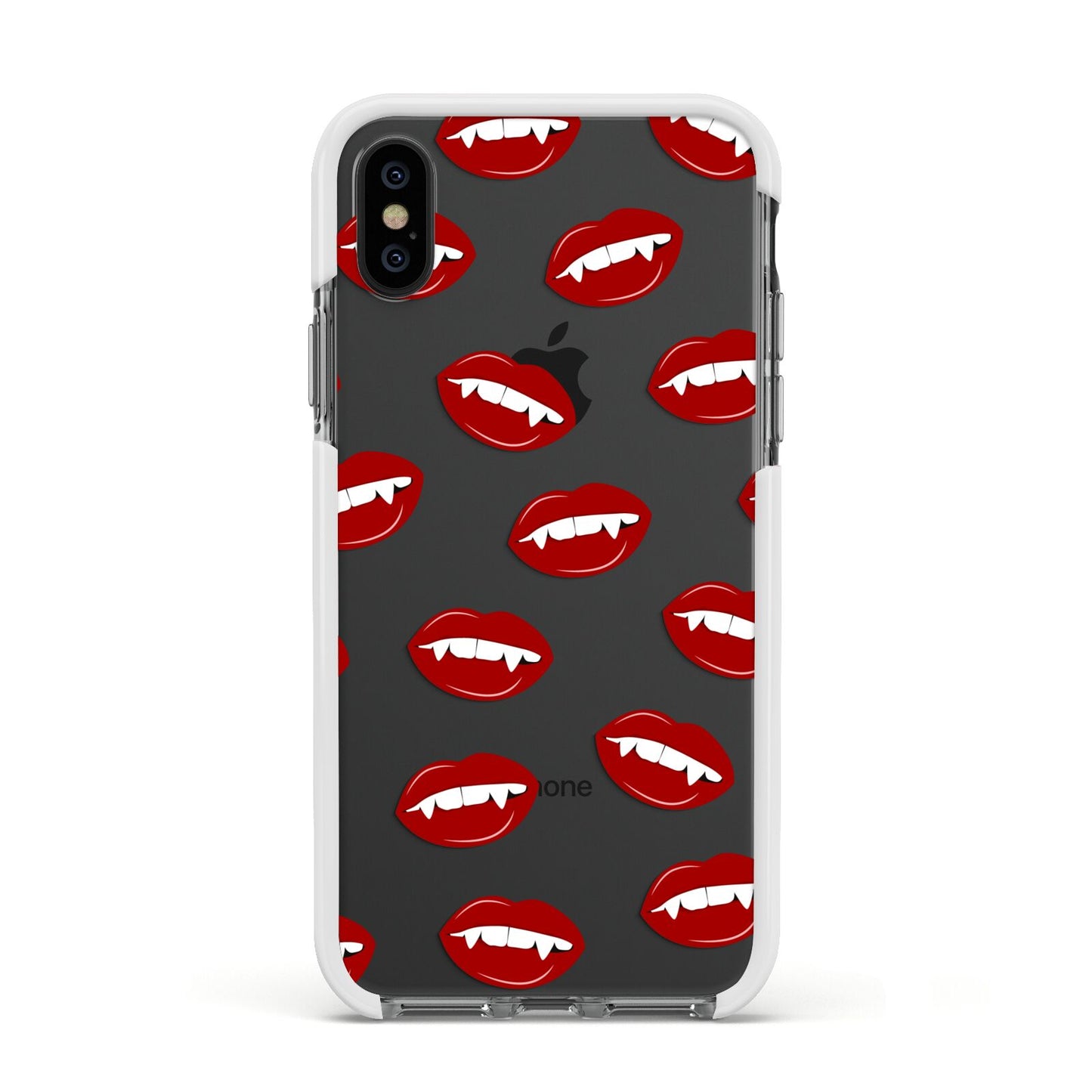Vampire Fangs with Transparent Background Apple iPhone Xs Impact Case White Edge on Black Phone