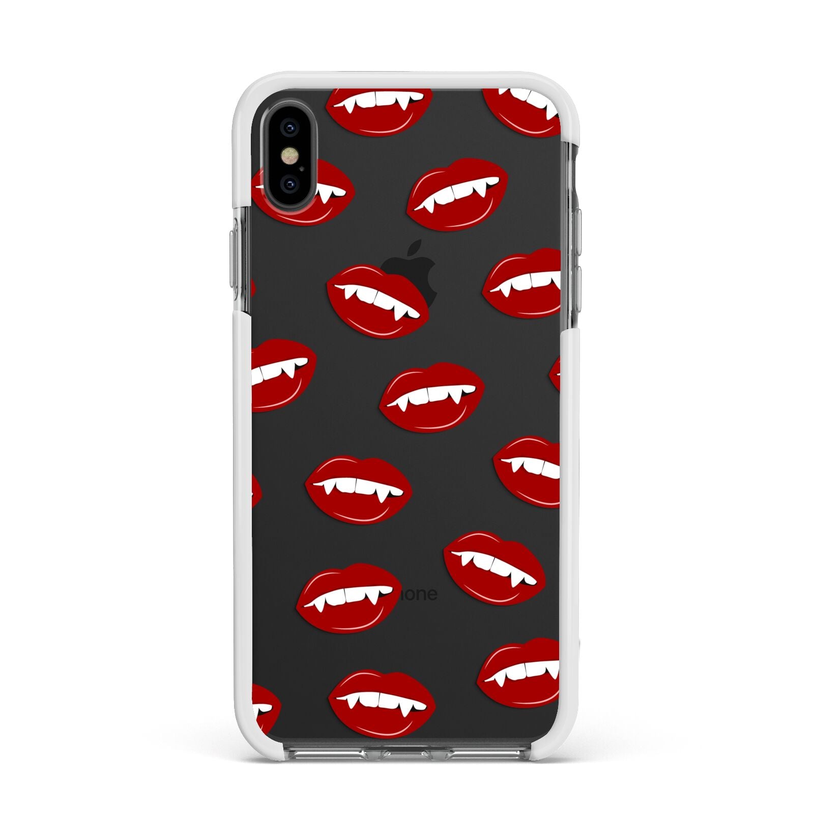 Vampire Fangs with Transparent Background Apple iPhone Xs Max Impact Case White Edge on Black Phone