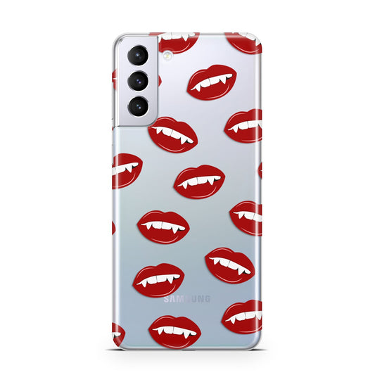 Vampire Fangs with Transparent Background Samsung S21 Plus Phone Case