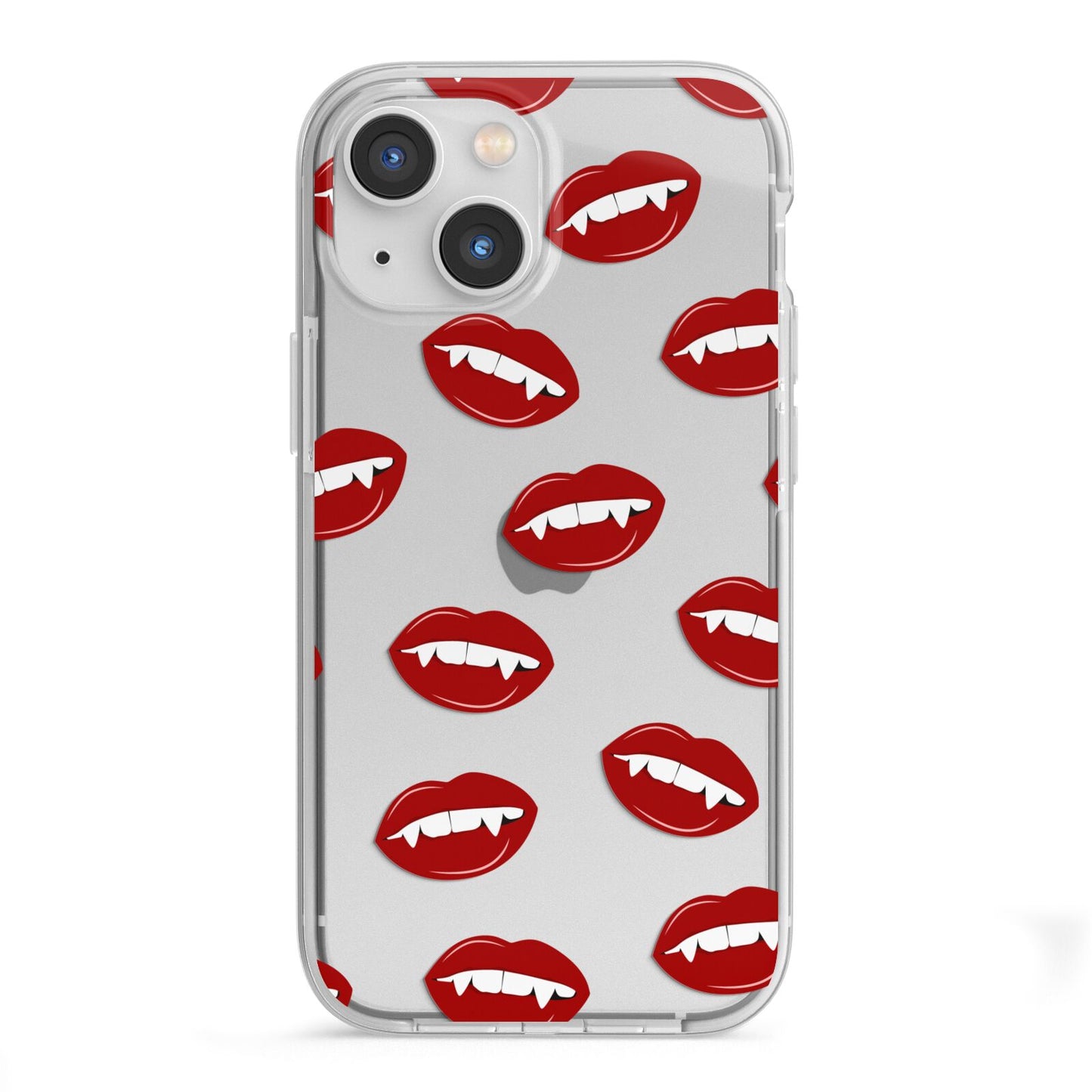 Vampire Fangs with Transparent Background iPhone 13 Mini TPU Impact Case with White Edges