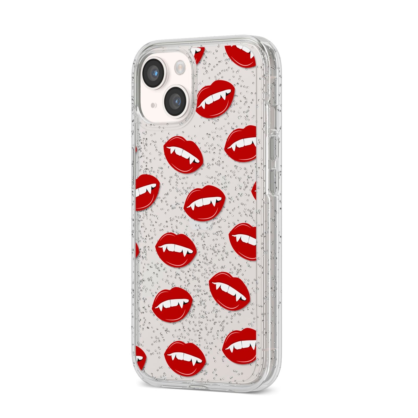 Vampire Fangs with Transparent Background iPhone 14 Glitter Tough Case Starlight Angled Image