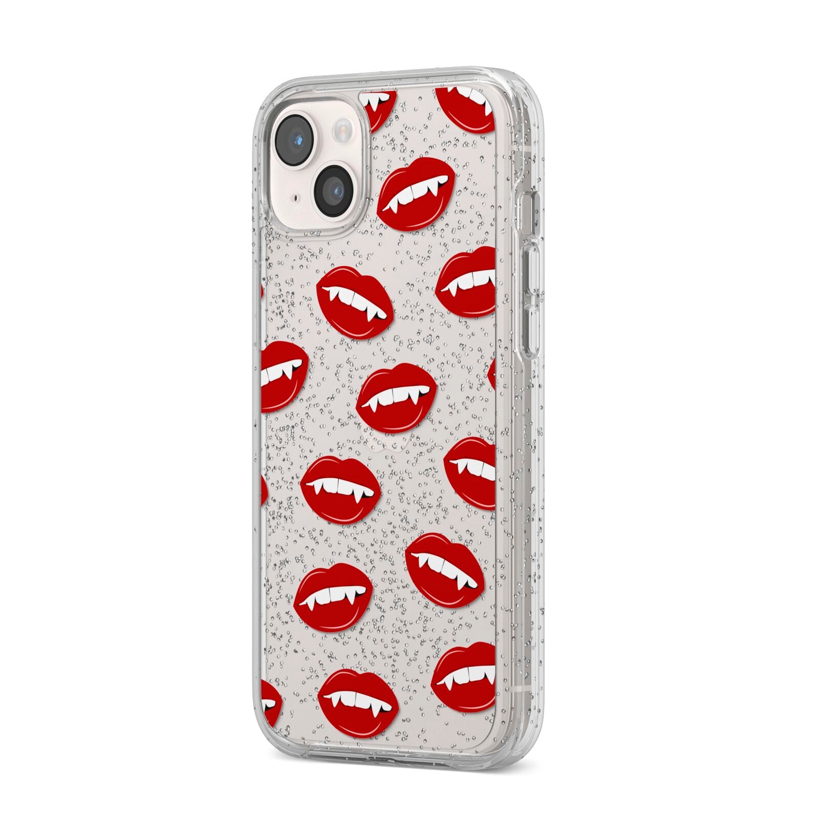 Vampire Fangs with Transparent Background iPhone 14 Plus Glitter Tough Case Starlight Angled Image