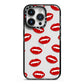 Vampire Fangs with Transparent Background iPhone 14 Pro Black Impact Case on Silver phone