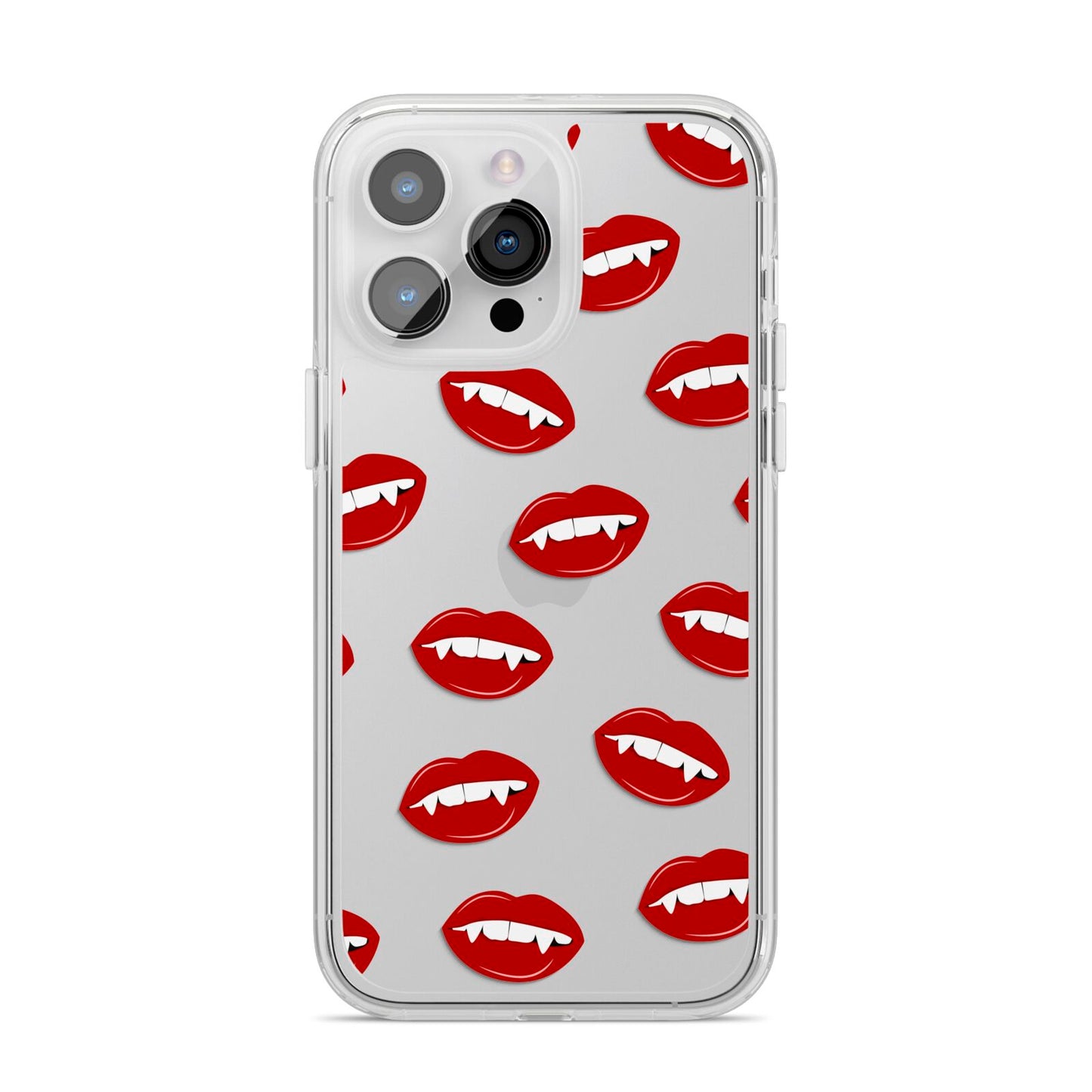 Vampire Fangs with Transparent Background iPhone 14 Pro Max Clear Tough Case Silver
