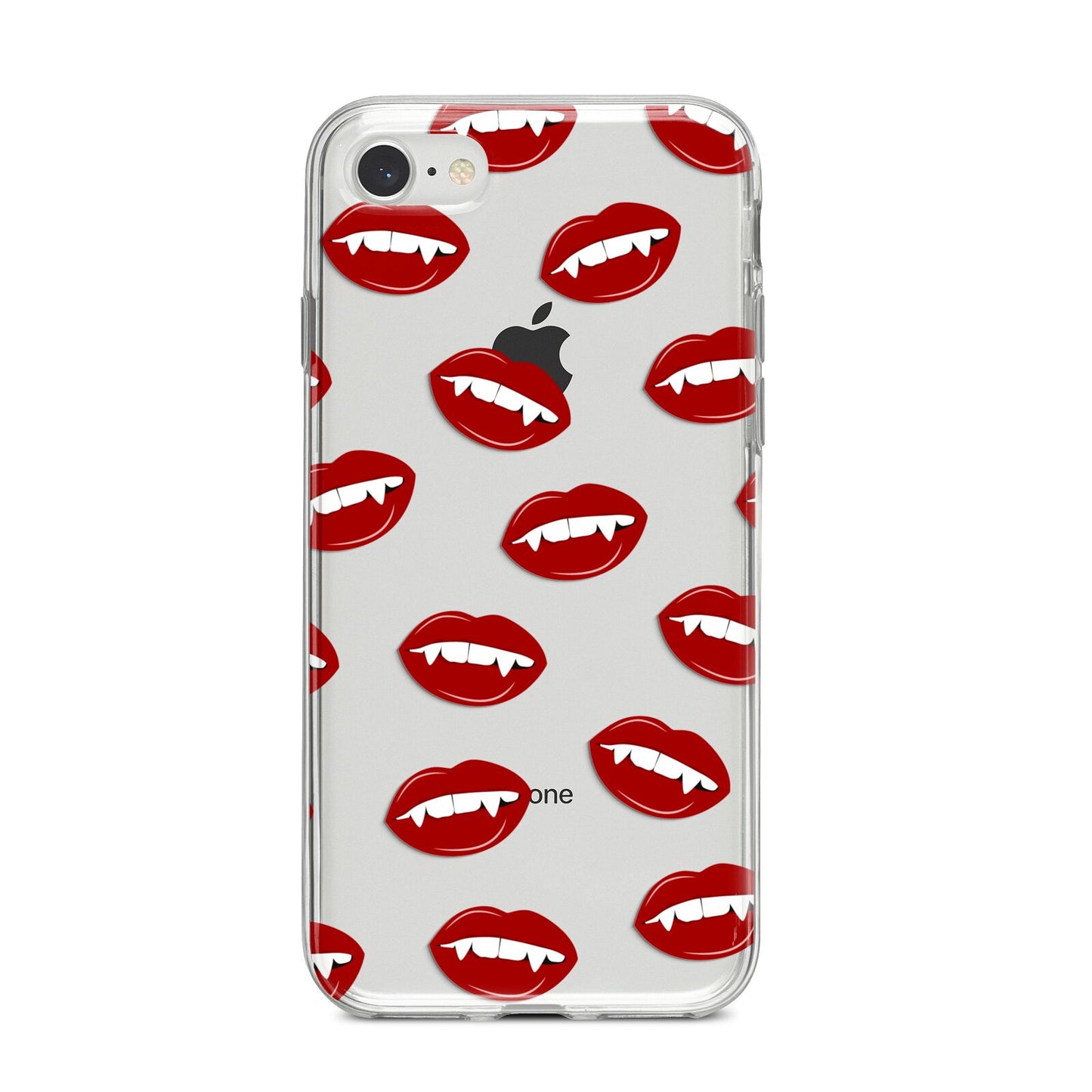 Vampire Fangs with Transparent Background iPhone 8 Bumper Case on Silver iPhone