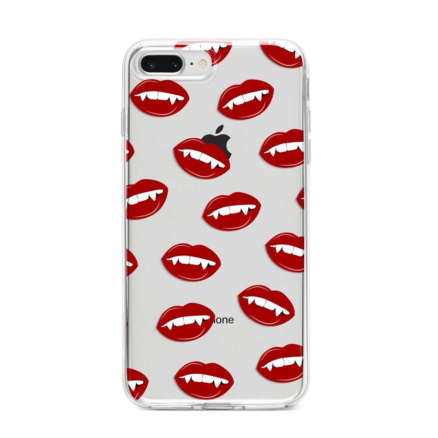 Vampire Fangs with Transparent Background iPhone 8 Plus Bumper Case on Silver iPhone
