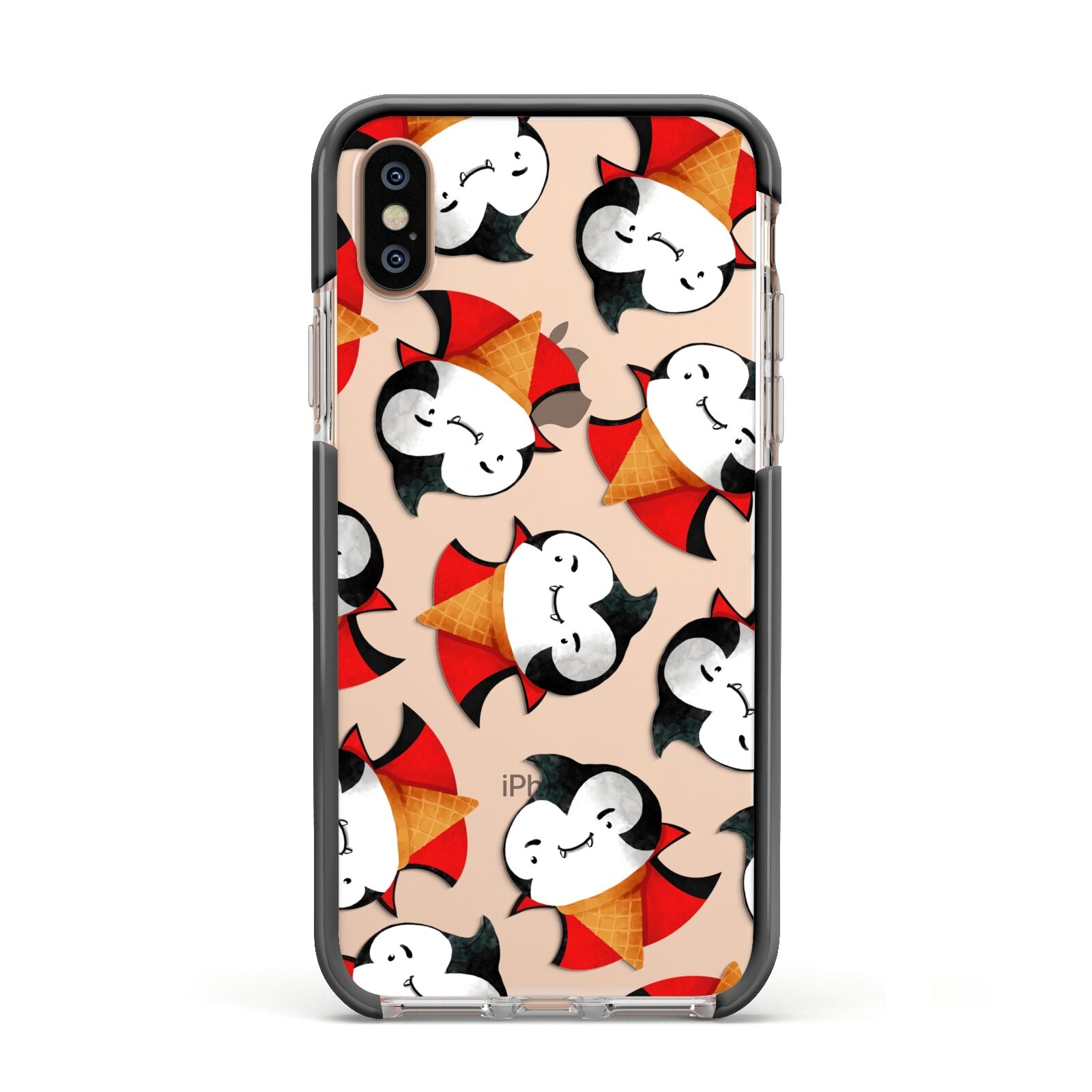 Vampire Ice Cream Apple iPhone Xs Impact Case Black Edge on Gold Phone