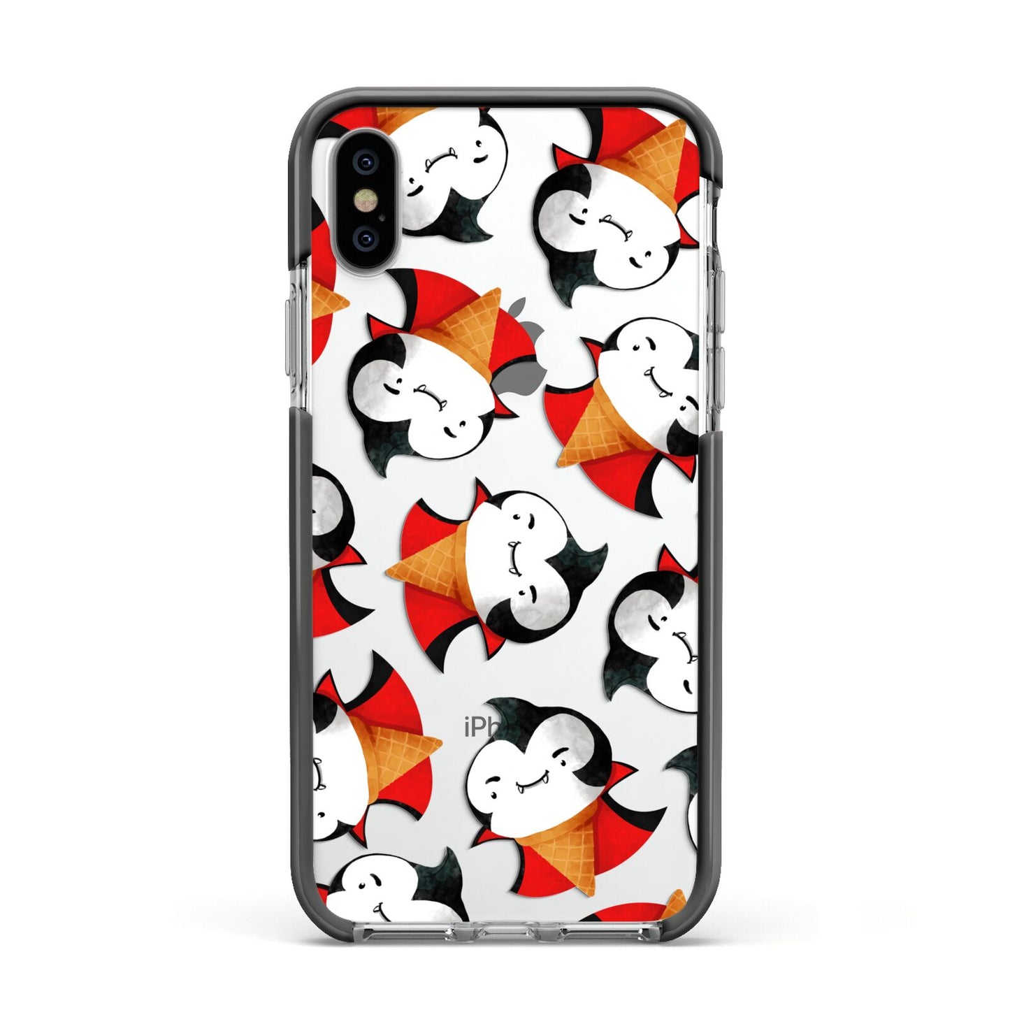 Vampire Ice Cream Apple iPhone Xs Impact Case Black Edge on Silver Phone