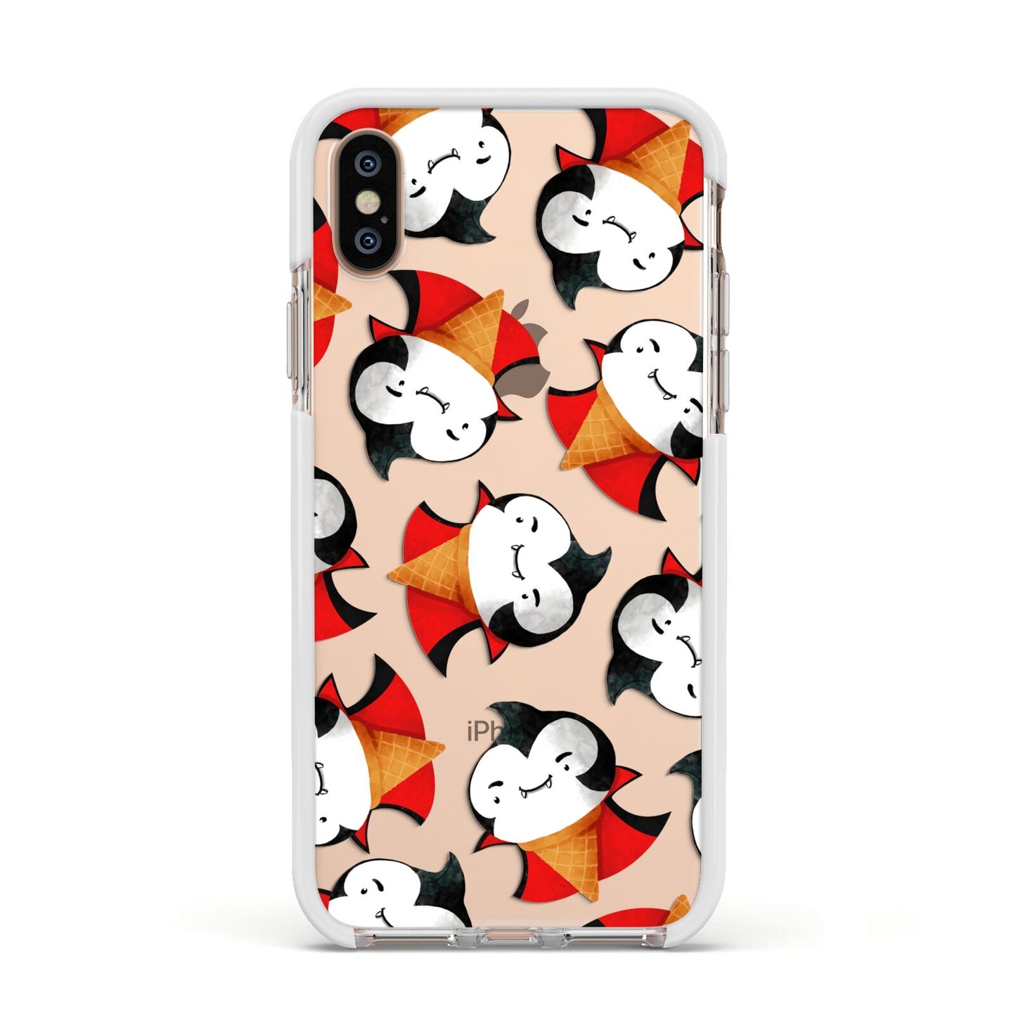 Vampire Ice Cream Apple iPhone Xs Impact Case White Edge on Gold Phone