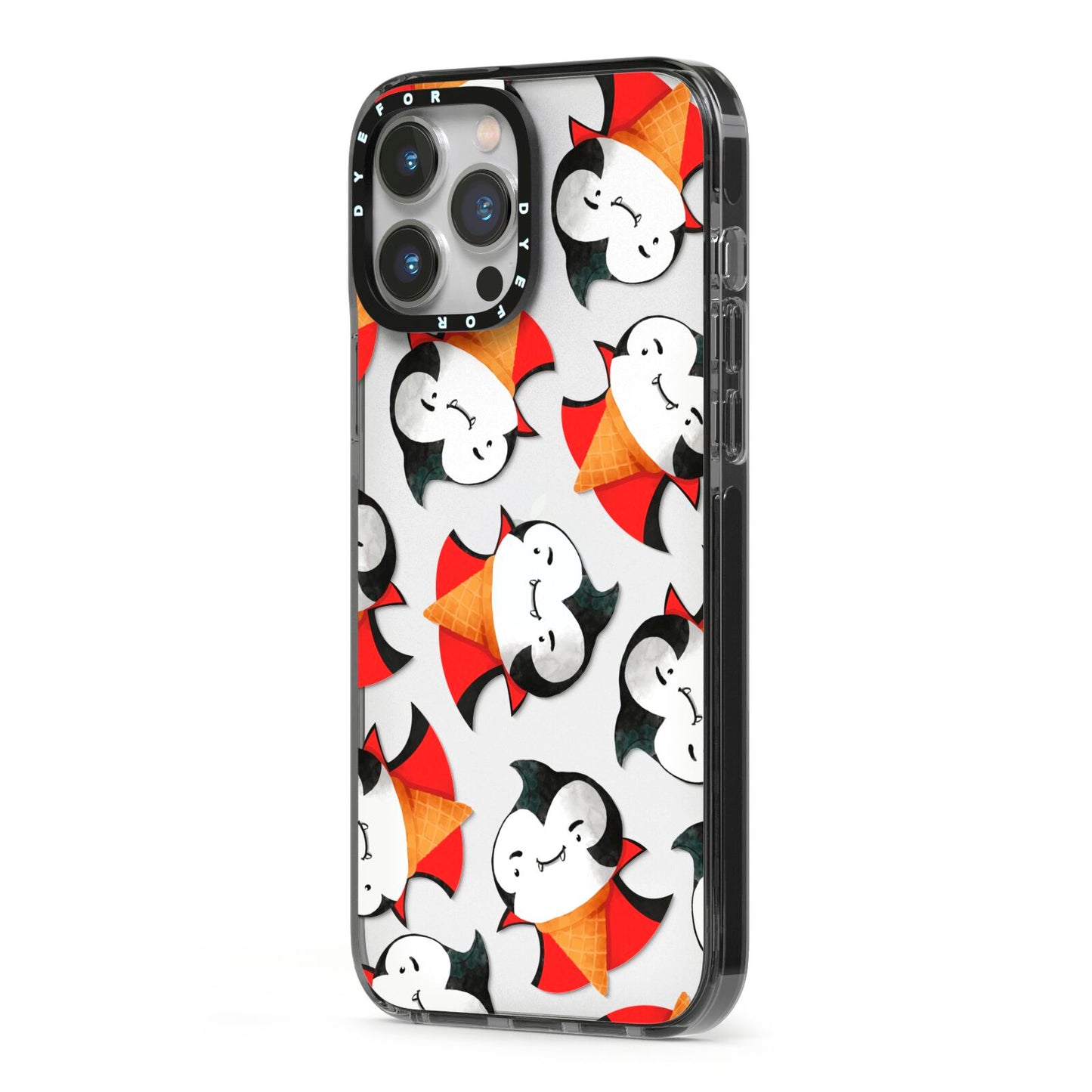 Vampire Ice Cream iPhone 13 Pro Max Black Impact Case Side Angle on Silver phone