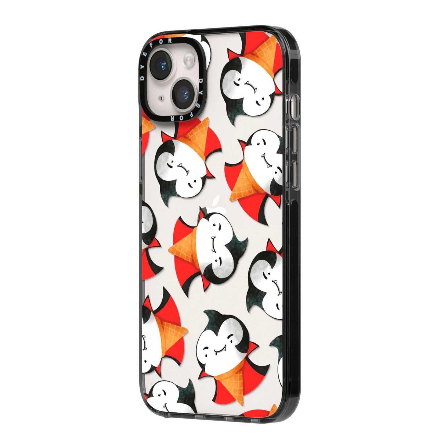 Vampire Ice Cream iPhone 14 Plus Black Impact Case Side Angle on Silver phone