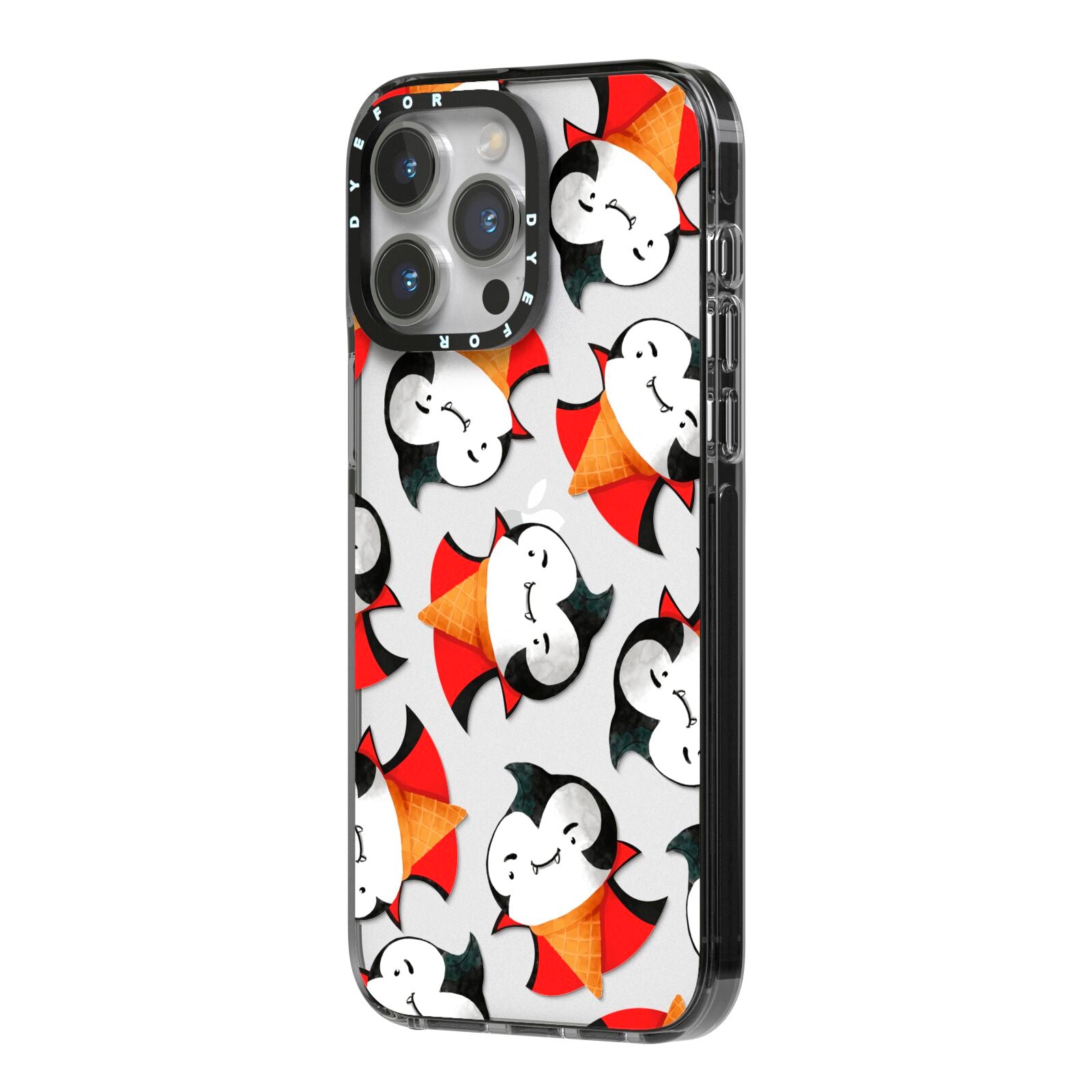 Vampire Ice Cream iPhone 14 Pro Max Black Impact Case Side Angle on Silver phone