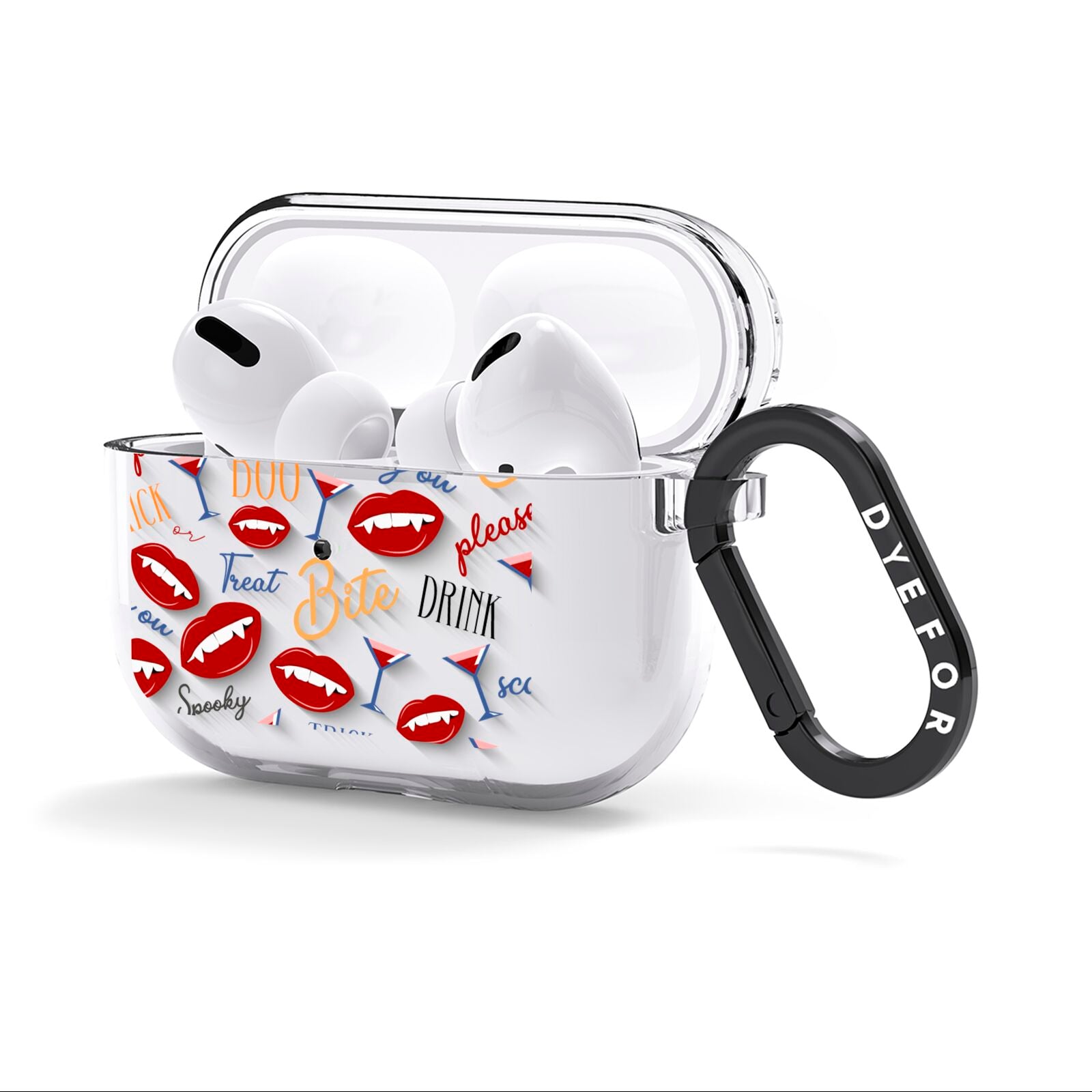 Vampire Illustrations and Catchphrases AirPods Clear Case 3rd Gen Side Image