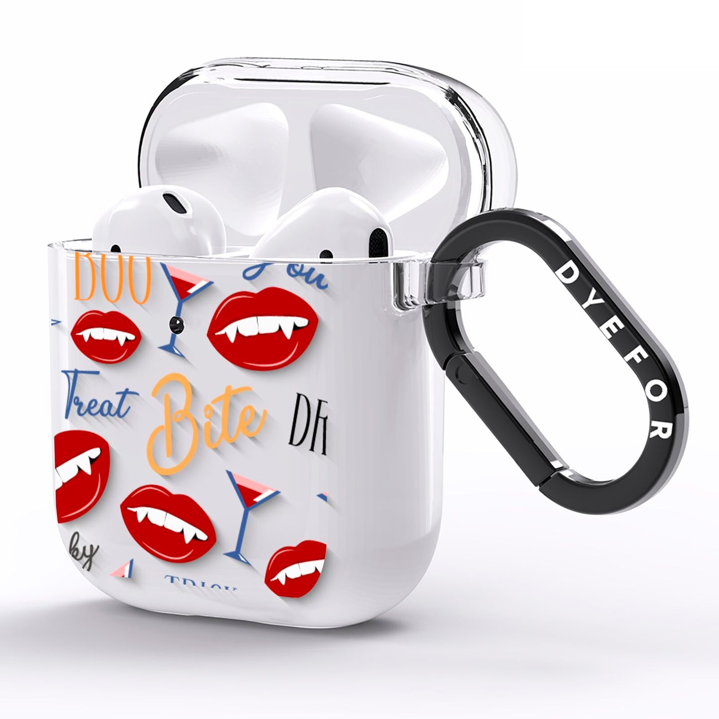 Vampire Illustrations and Catchphrases AirPods Clear Case Side Image
