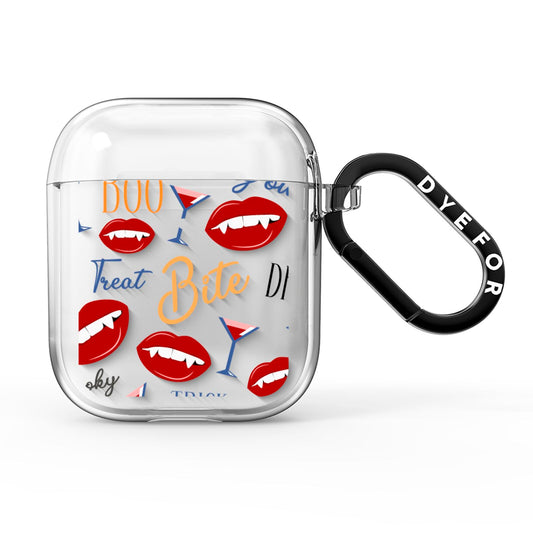 Vampire Illustrations and Catchphrases AirPods Clear Case