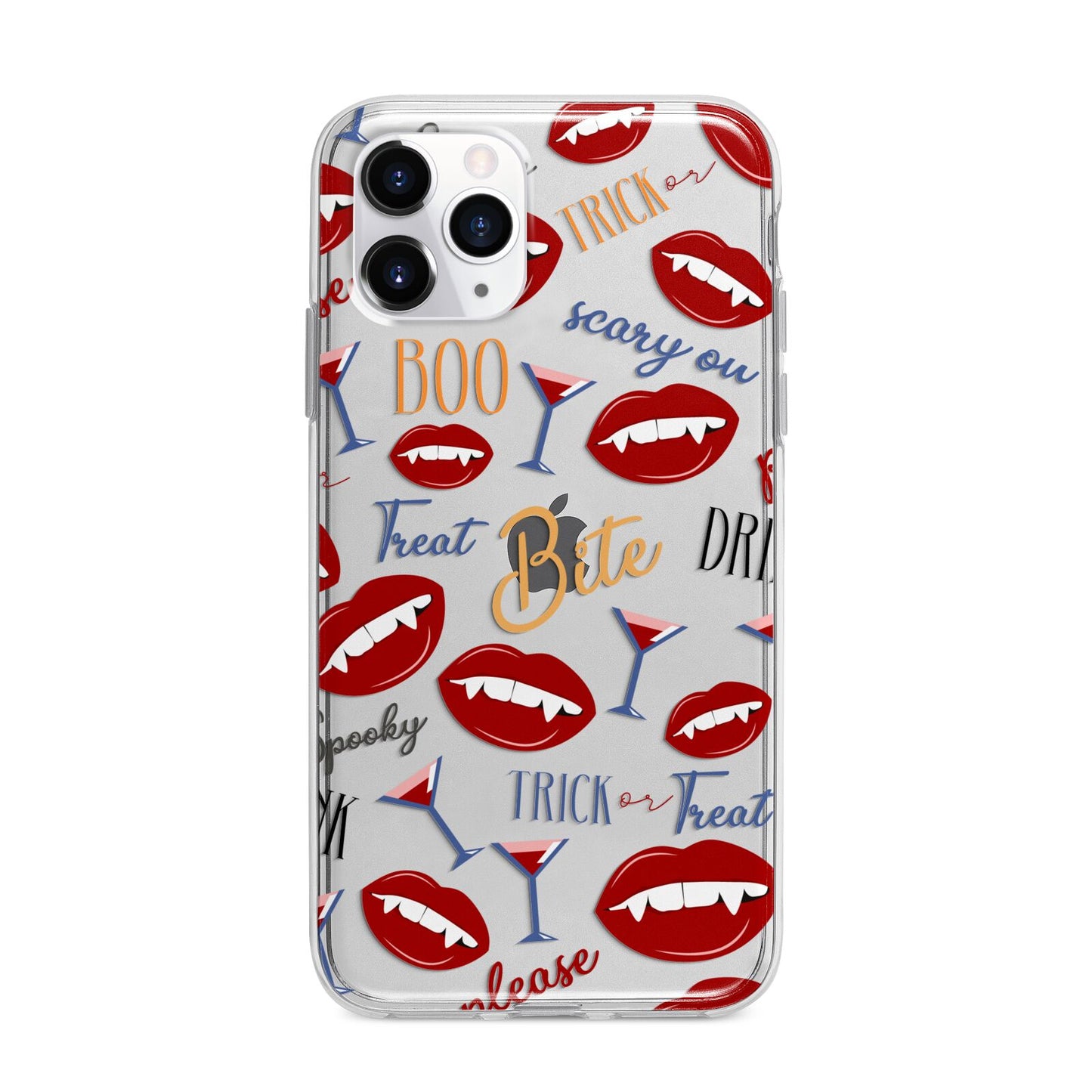 Vampire Illustrations and Catchphrases Apple iPhone 11 Pro Max in Silver with Bumper Case