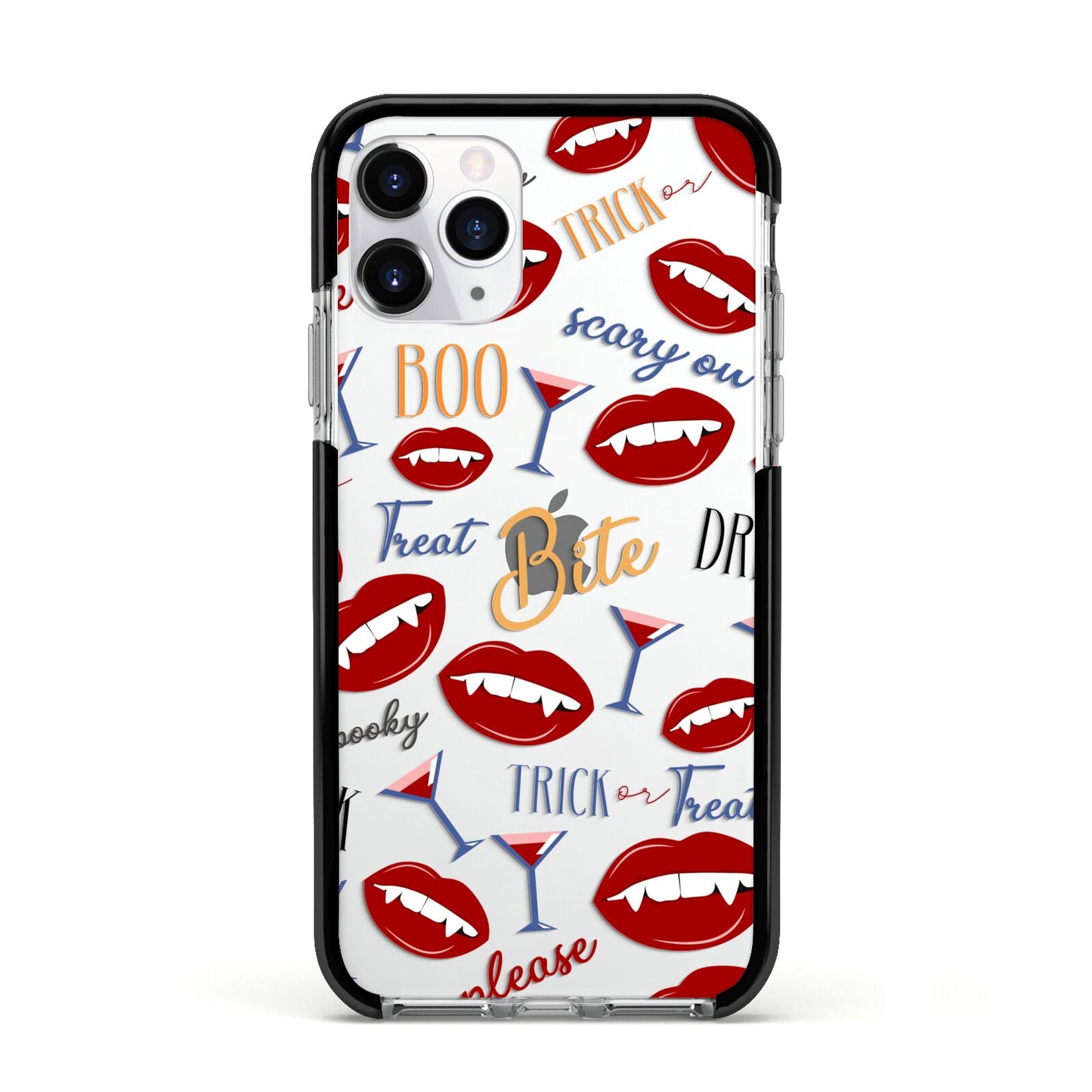 Vampire Illustrations and Catchphrases Apple iPhone 11 Pro in Silver with Black Impact Case