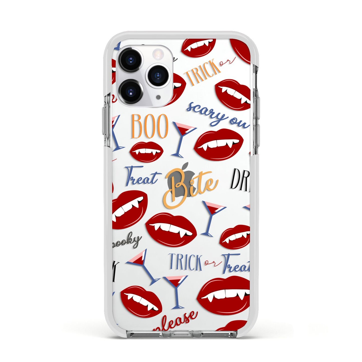Vampire Illustrations and Catchphrases Apple iPhone 11 Pro in Silver with White Impact Case