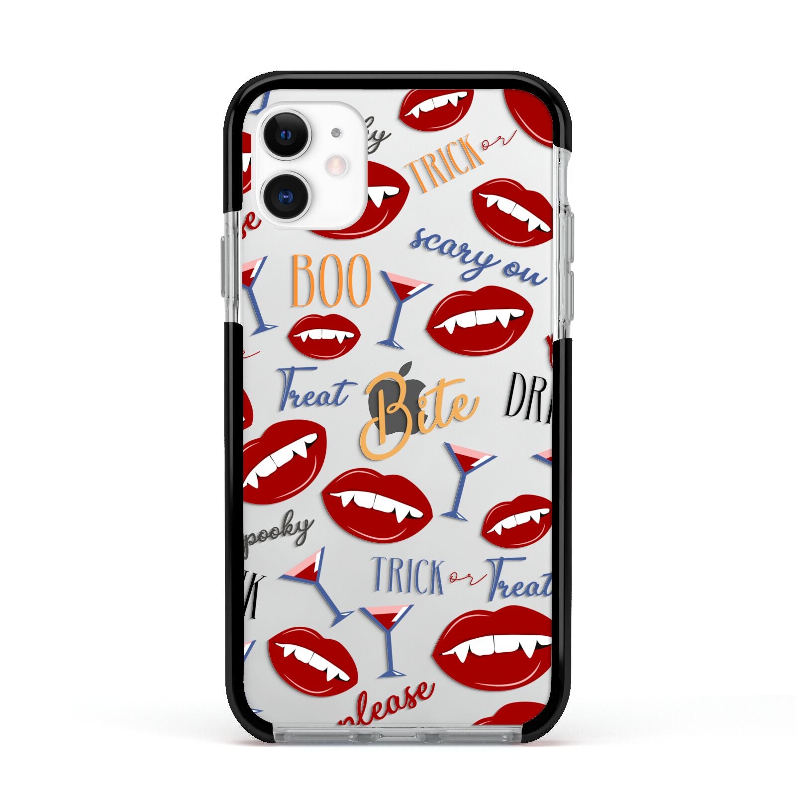 Vampire Illustrations and Catchphrases Apple iPhone 11 in White with Black Impact Case