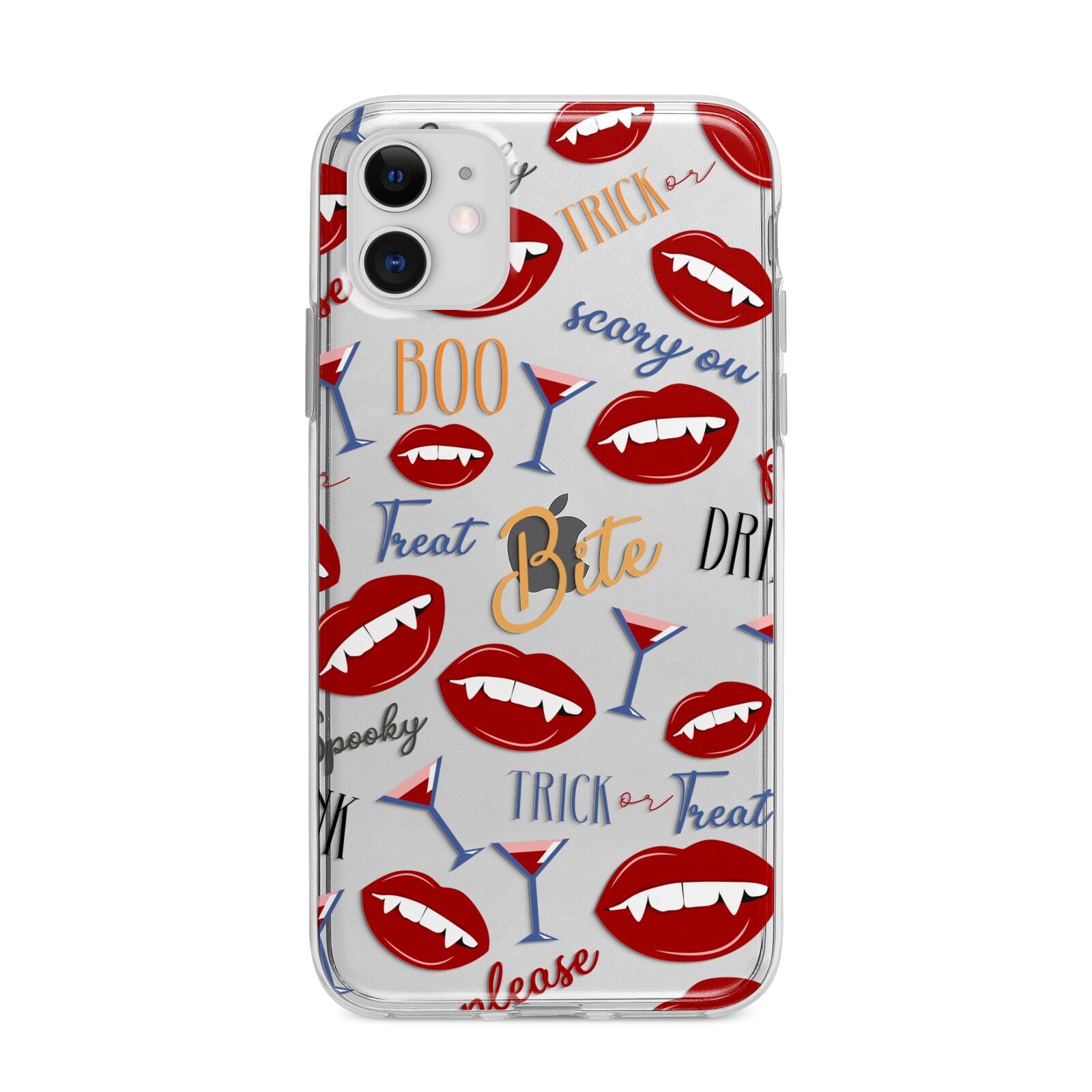 Vampire Illustrations and Catchphrases Apple iPhone 11 in White with Bumper Case