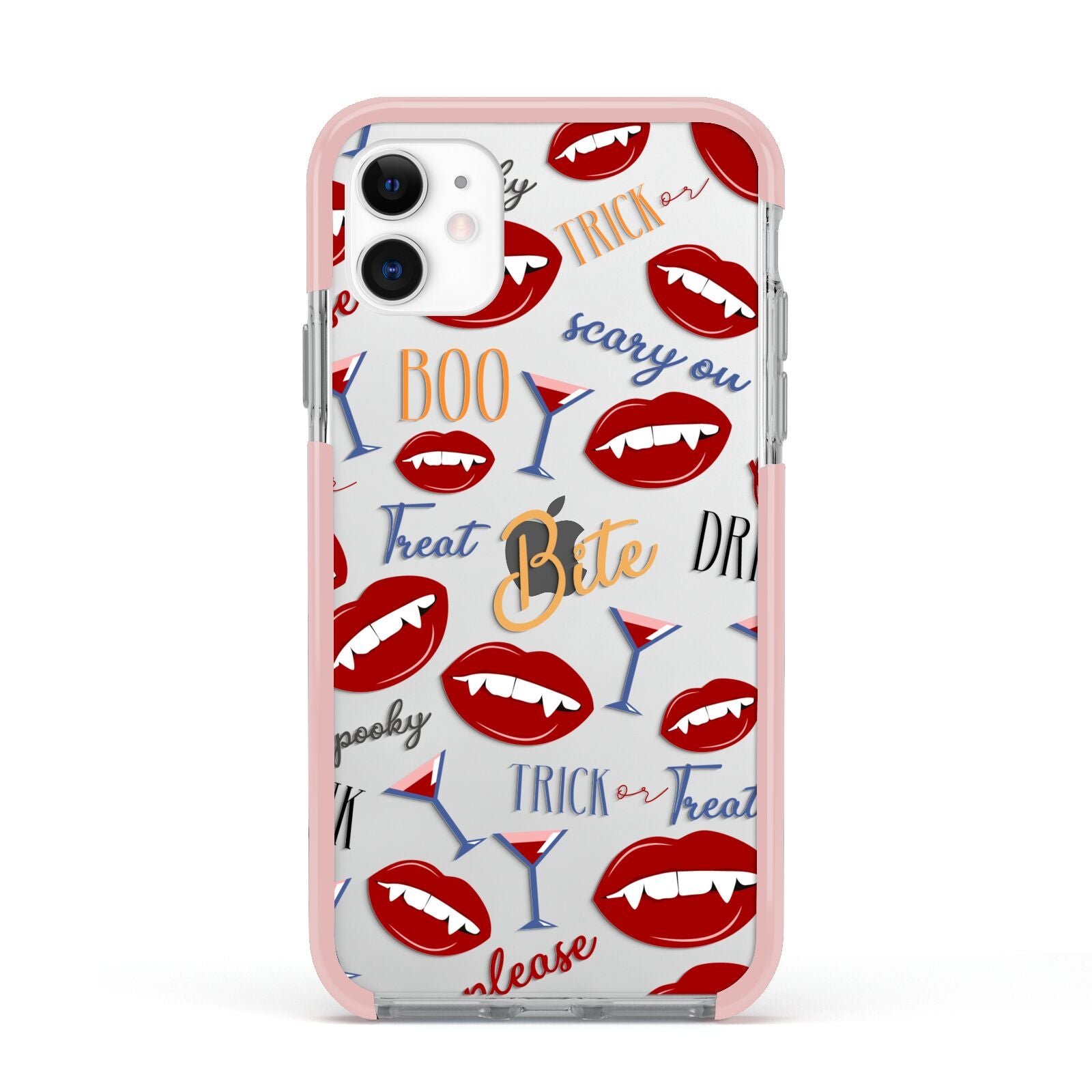 Vampire Illustrations and Catchphrases Apple iPhone 11 in White with Pink Impact Case