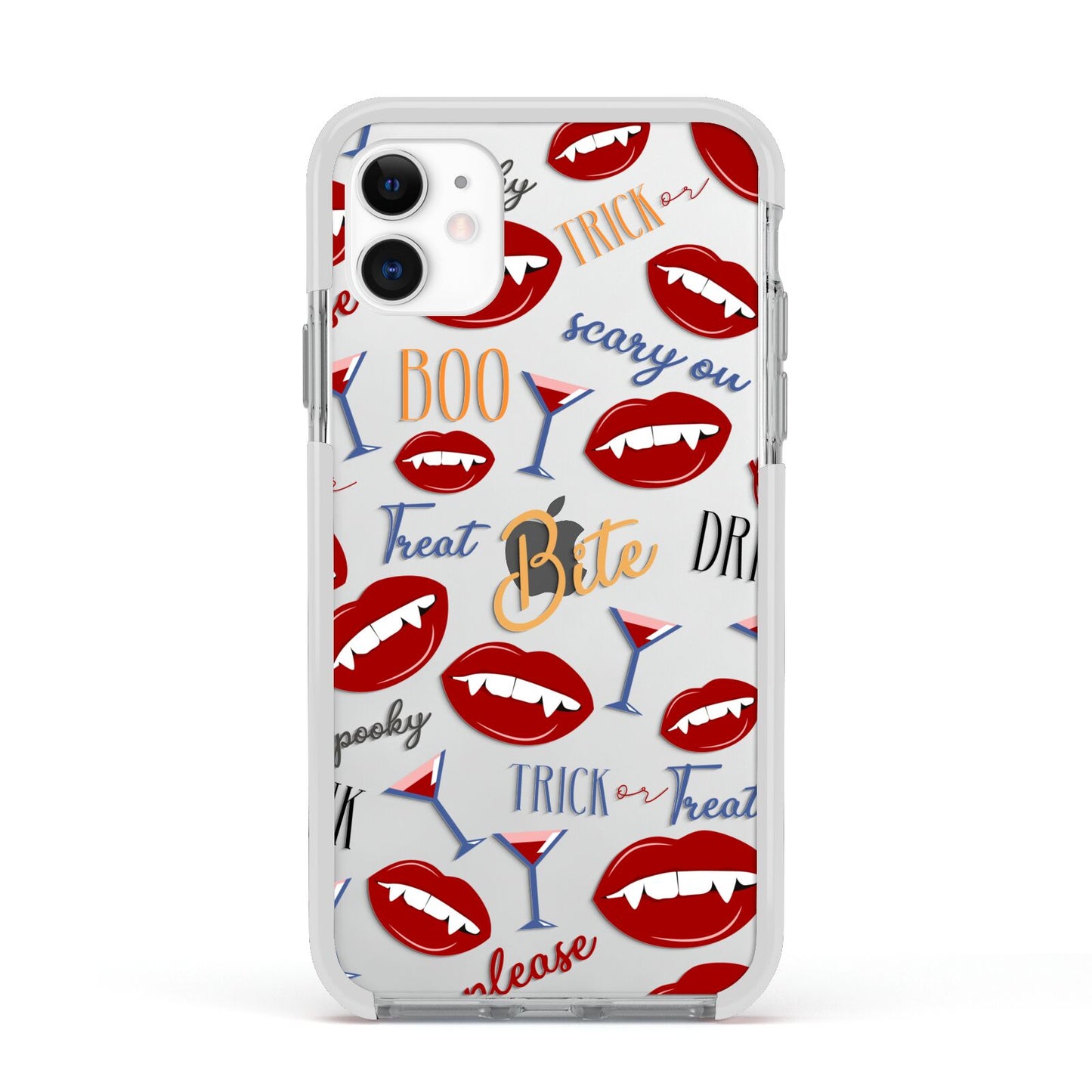 Vampire Illustrations and Catchphrases Apple iPhone 11 in White with White Impact Case