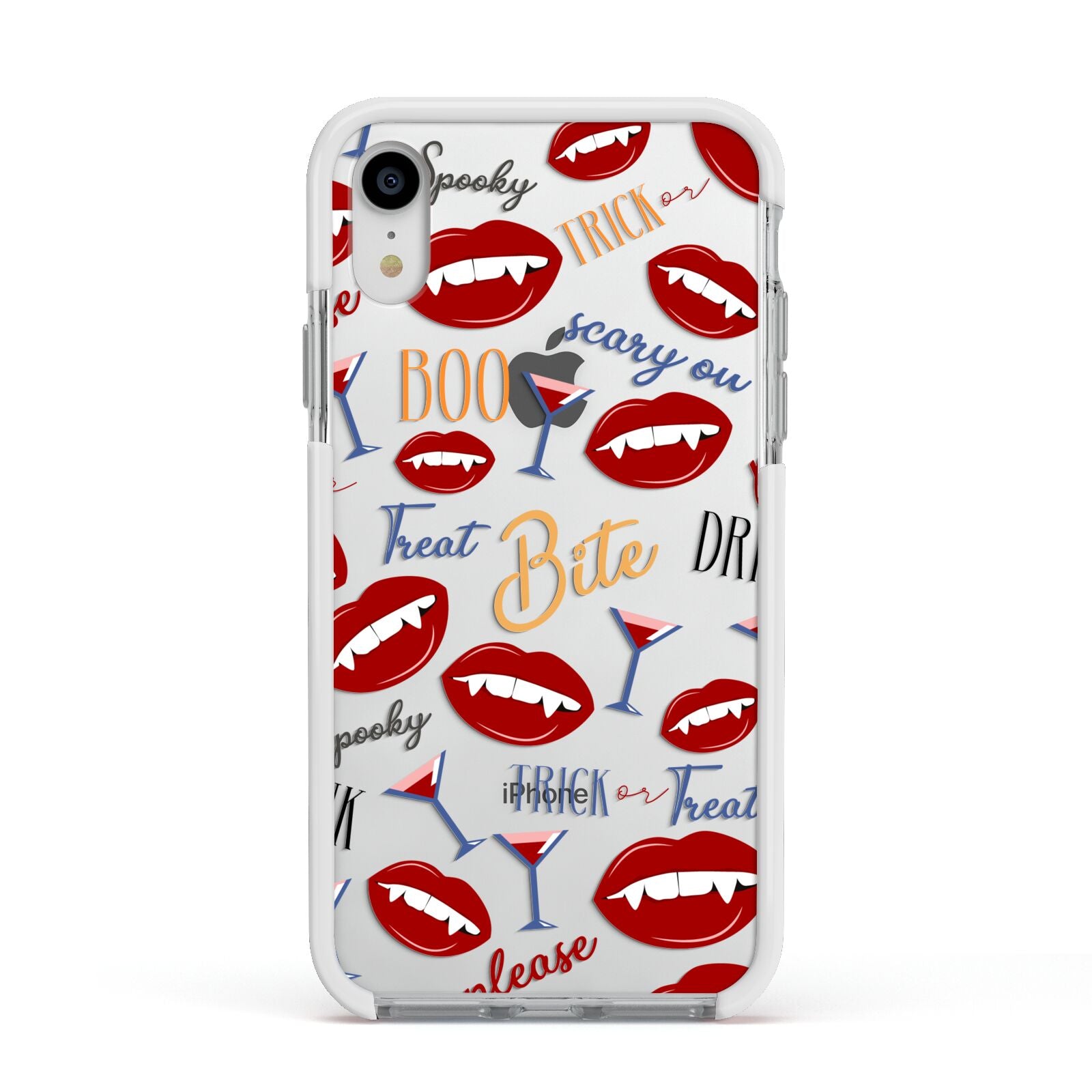 Vampire Illustrations and Catchphrases Apple iPhone XR Impact Case White Edge on Silver Phone