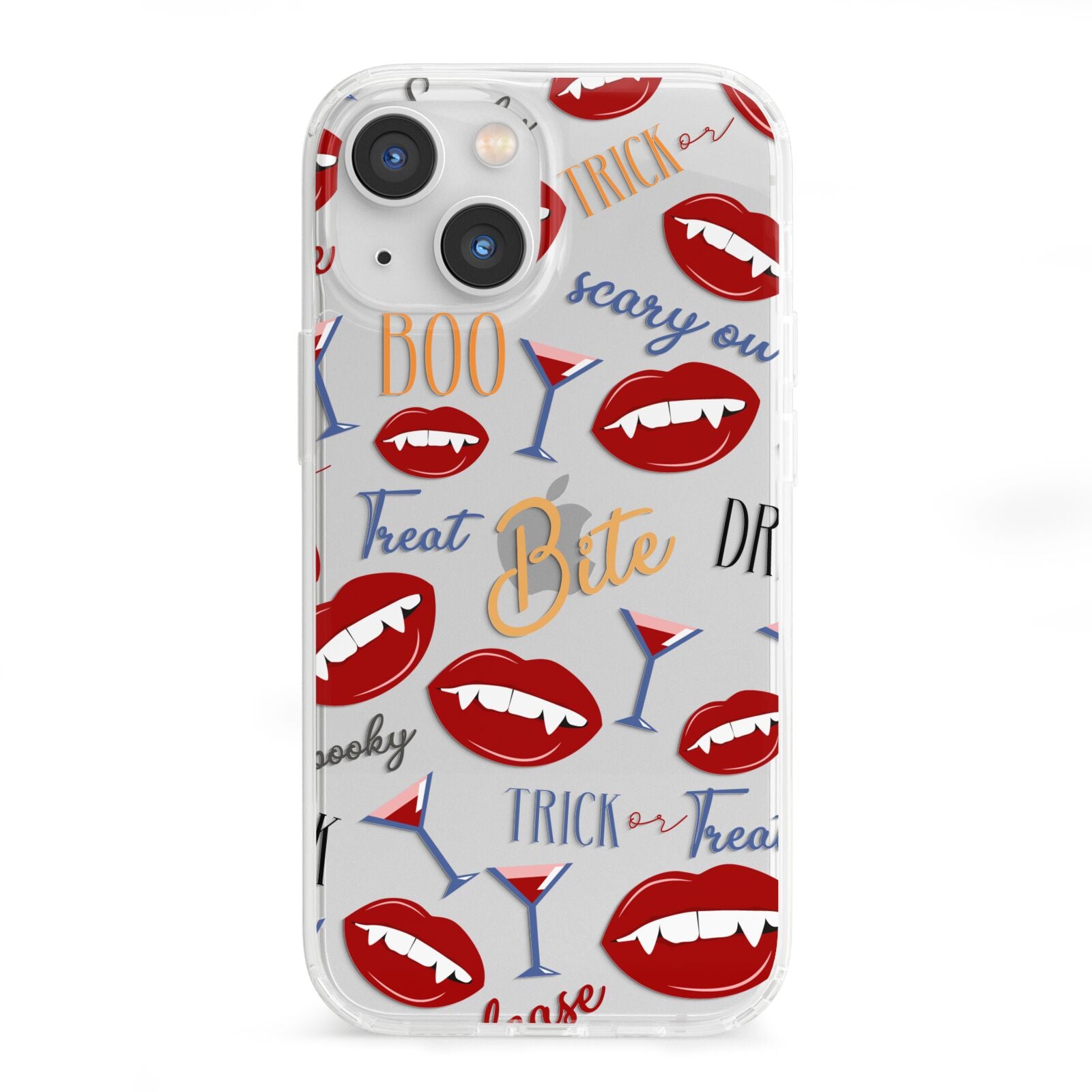 Vampire Illustrations and Catchphrases iPhone 13 Mini Clear Bumper Case