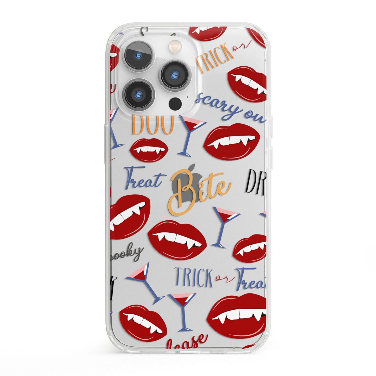 Vampire Illustrations and Catchphrases iPhone 13 Pro Clear Bumper Case