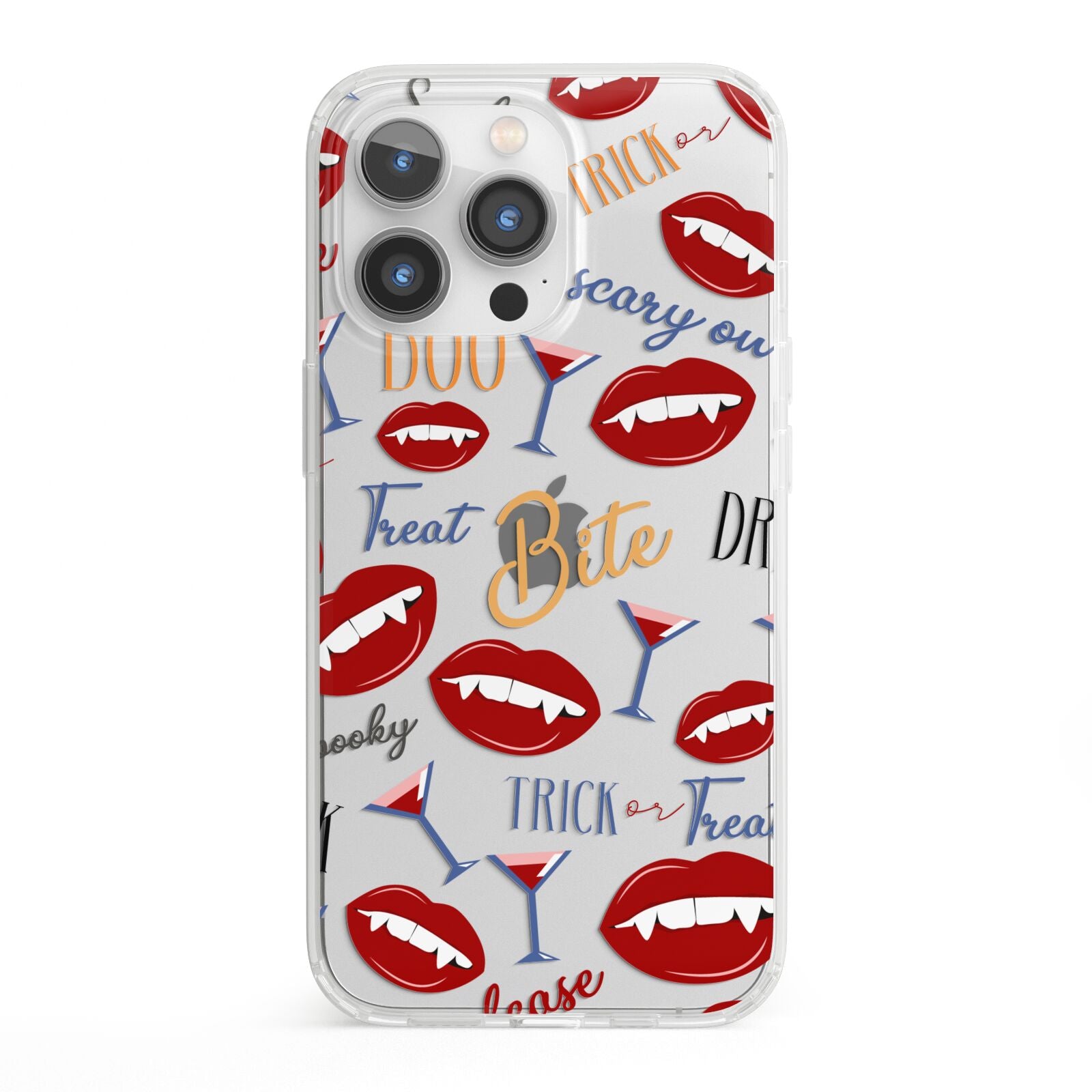 Vampire Illustrations and Catchphrases iPhone 13 Pro Clear Bumper Case