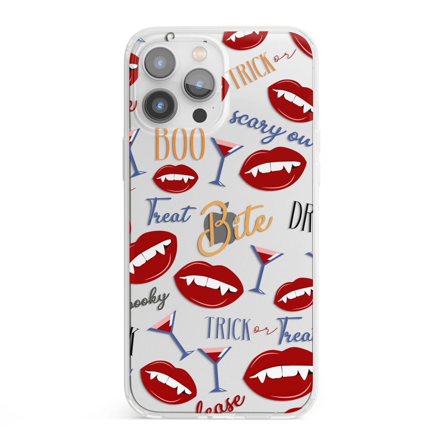 Vampire Illustrations and Catchphrases iPhone 13 Pro Max Clear Bumper Case