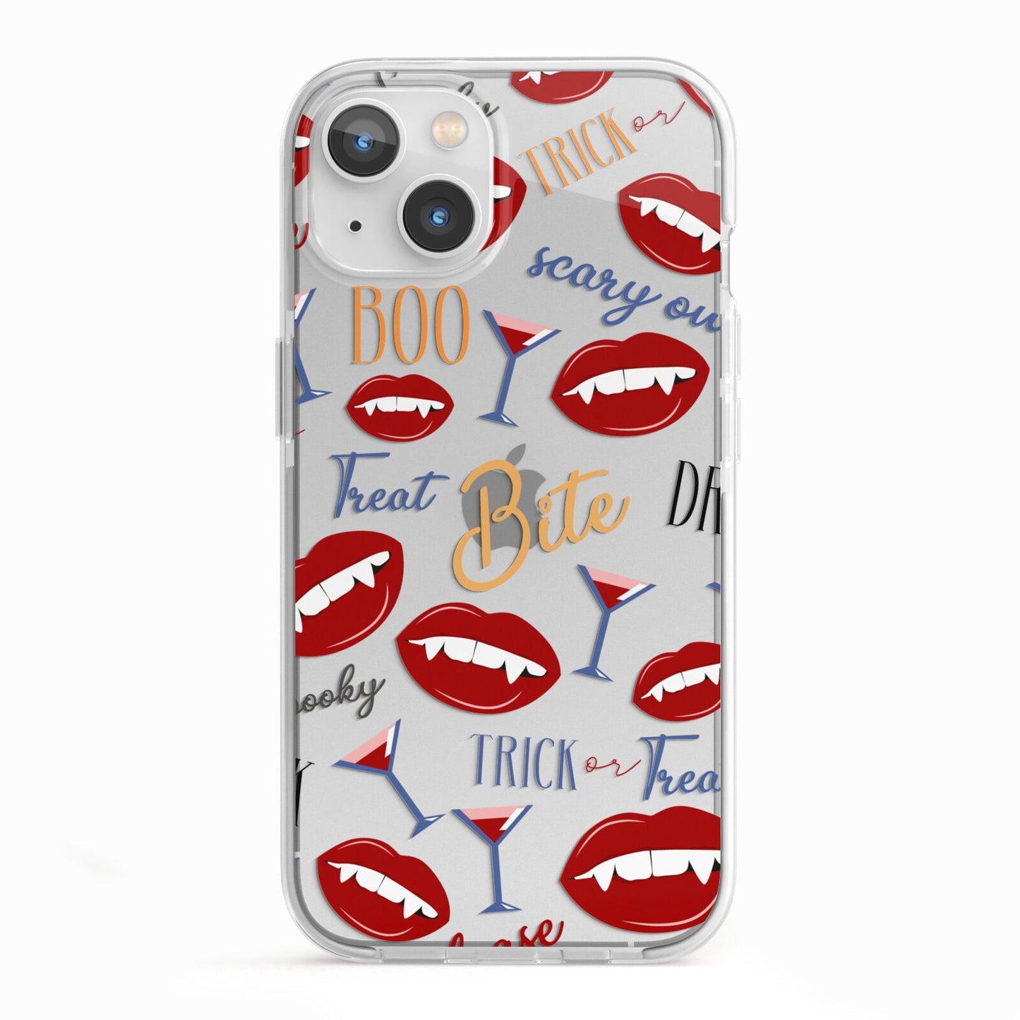 Vampire Illustrations and Catchphrases iPhone 13 TPU Impact Case with White Edges