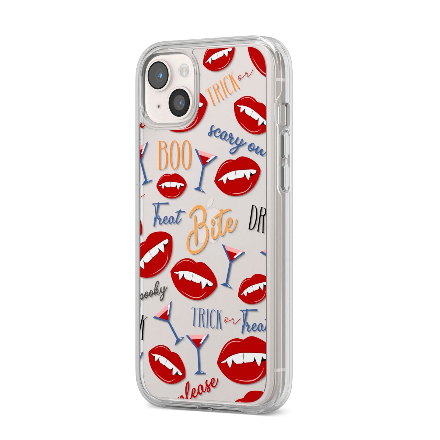 Vampire Illustrations and Catchphrases iPhone 14 Plus Clear Tough Case Starlight Angled Image