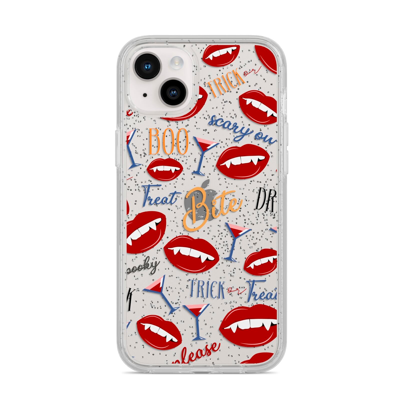 Vampire Illustrations and Catchphrases iPhone 14 Plus Glitter Tough Case Starlight
