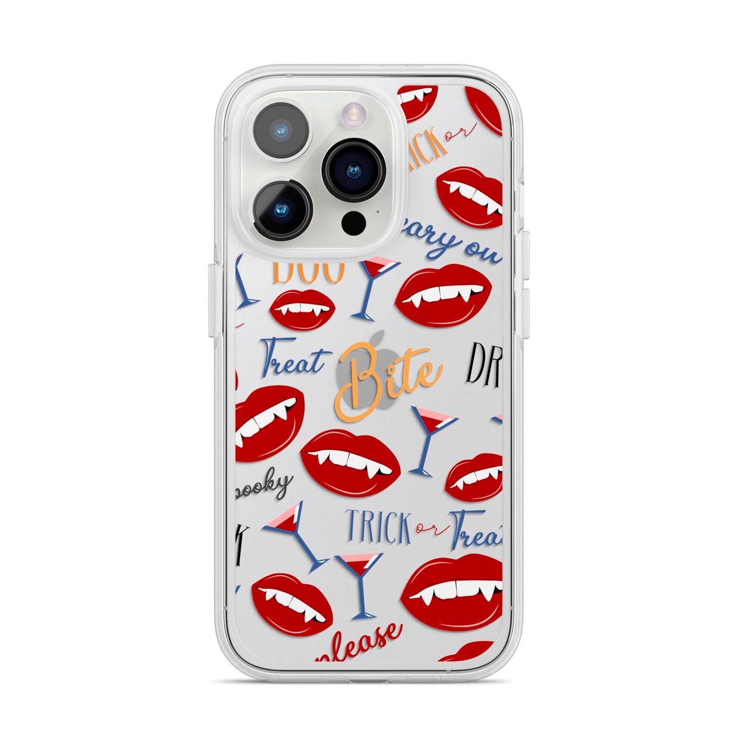 Vampire Illustrations and Catchphrases iPhone 14 Pro Clear Tough Case Silver