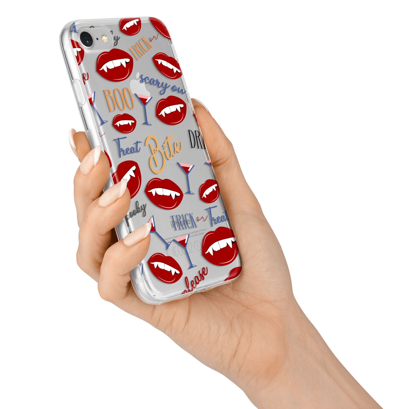 Vampire Illustrations and Catchphrases iPhone 7 Bumper Case on Silver iPhone Alternative Image